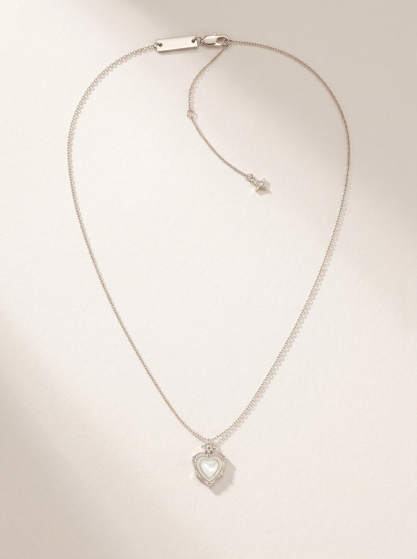 Iris Inspired Layered Heart Natural Mother of Pearl Pendant Necklace, Two-Tone Adjustable Dainty Jewelry for Women LUNA-X253