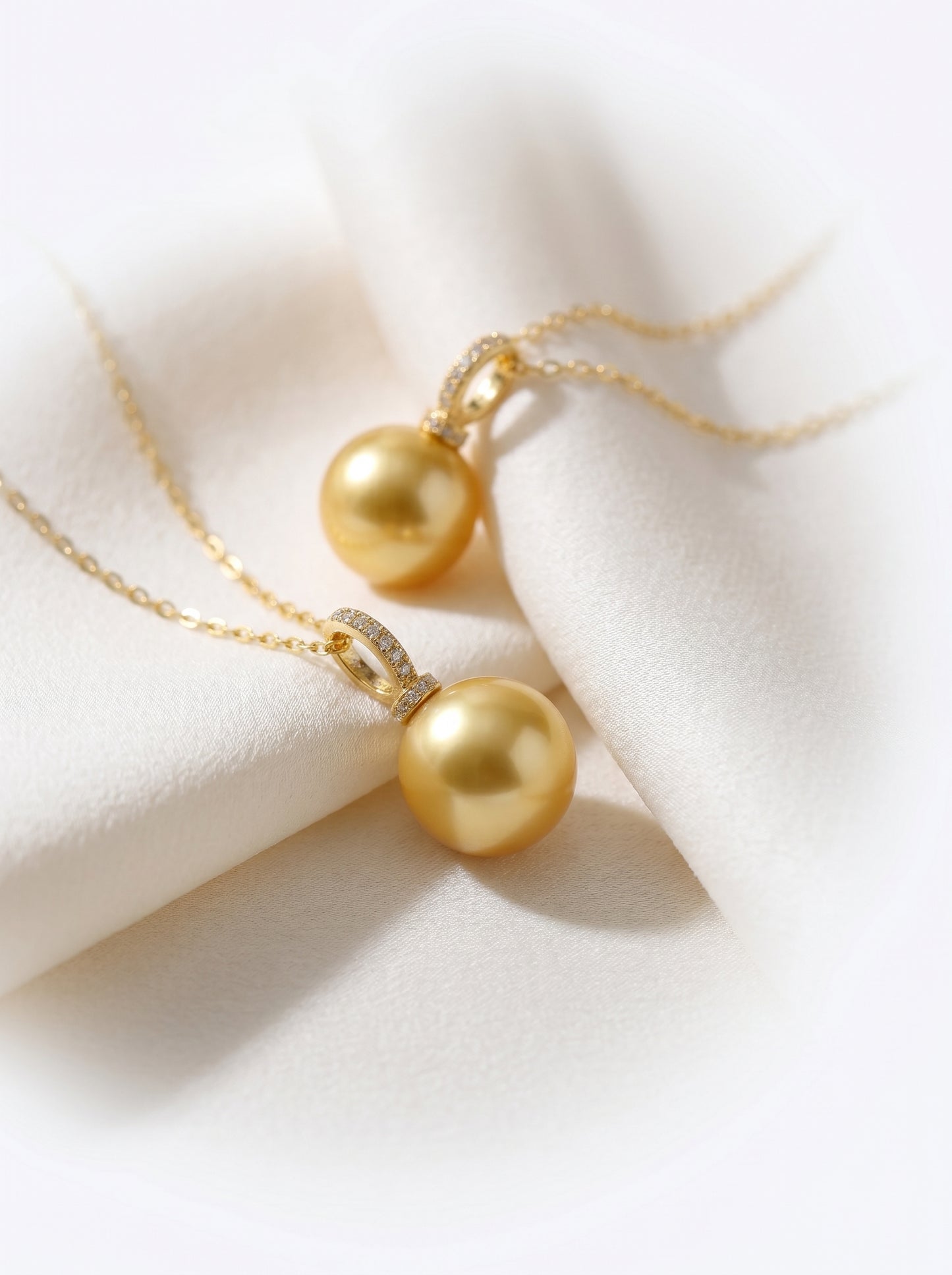 S925 Silver South Sea Golden Shell Pearl Pendant Necklace For Women 12mm 14mm Two Sizes Zircon Bail Shiny O Chain Elegant Wedding Formal Luxury Jewelry Gift For Mom Ladies   LUNA-X283