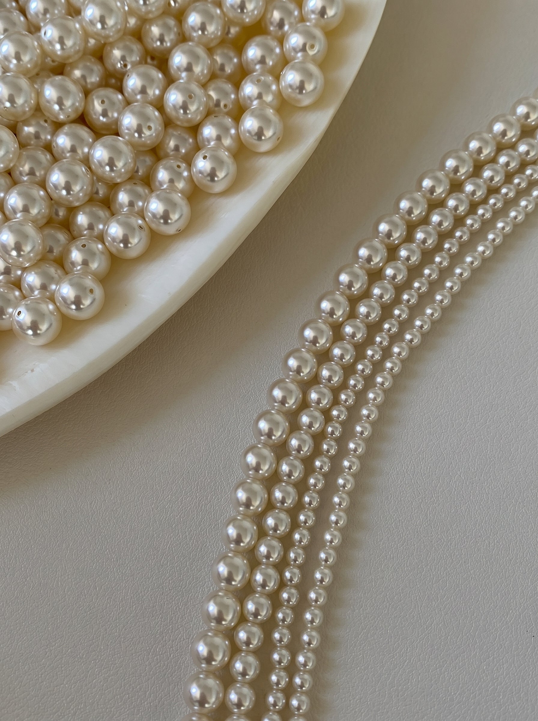 Twisted Braided Multi-Size Cream White Imitation Pearl Choker Necklace For Women 4/6/8mm Mixed Pearls Two Length 42-43cm & 45cm Vintage Elegant Wedding Daily Layered Jewelry Gift For Ladies Bride LUNA-X286