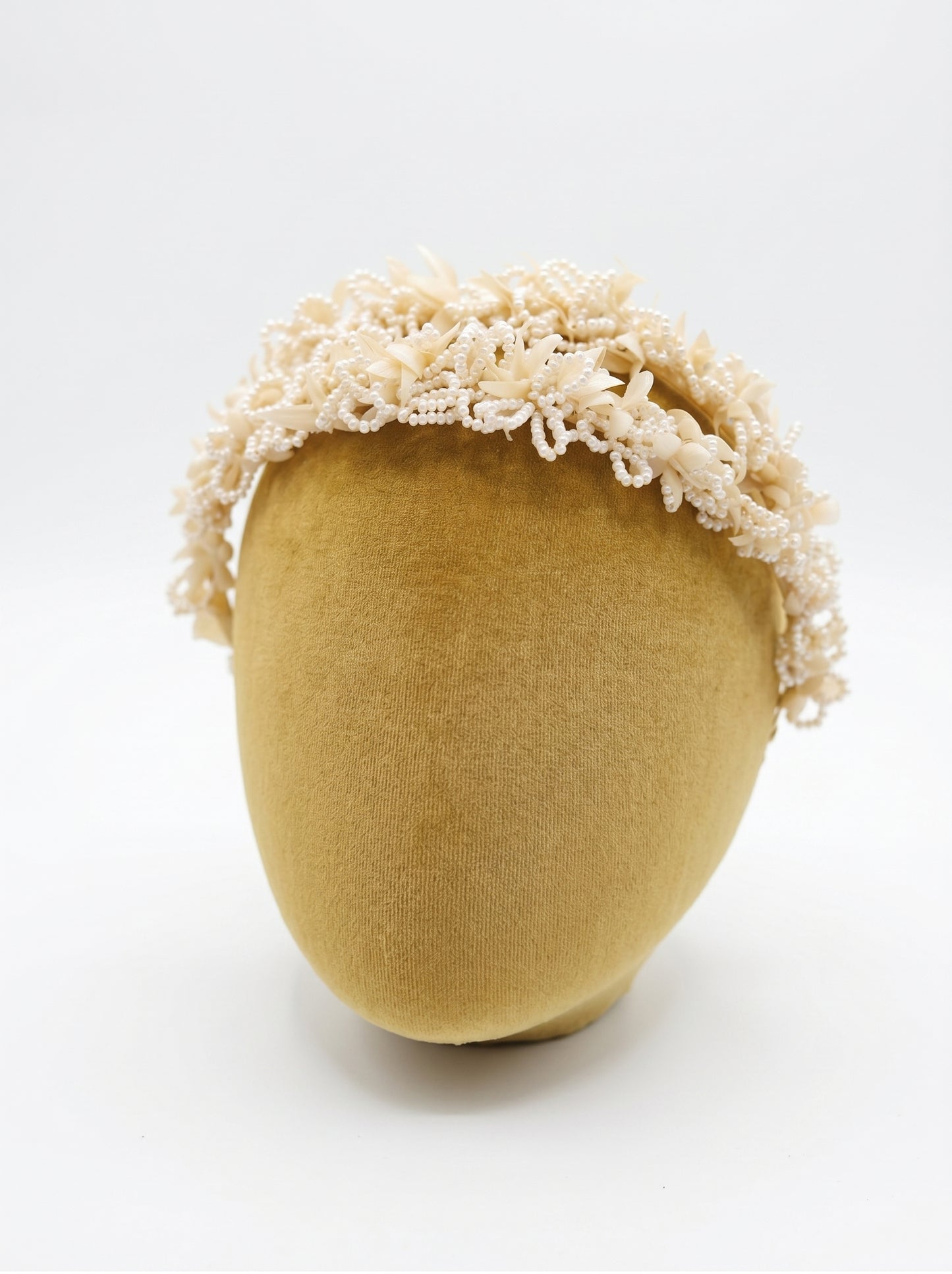 Luxury Antique Wax Flower Bridal Tiara - Hand-Woven Pearl Lattice Statement Headband - Baroque Regency Wedding Hair Crown LUNA-X332