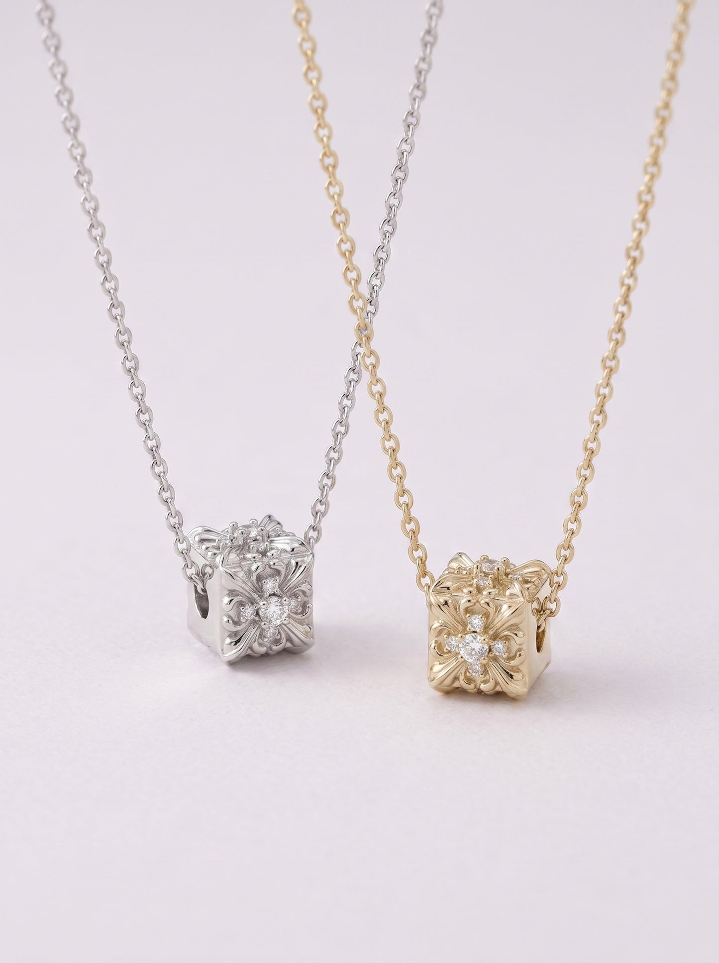 Vintage French Iris Fleur-de-Lis Barrel Pendant Necklace for Women Retro Rectangle Cubic Zirconia Stackable Daily Wedding Jewelry Gift  LUNA-X244