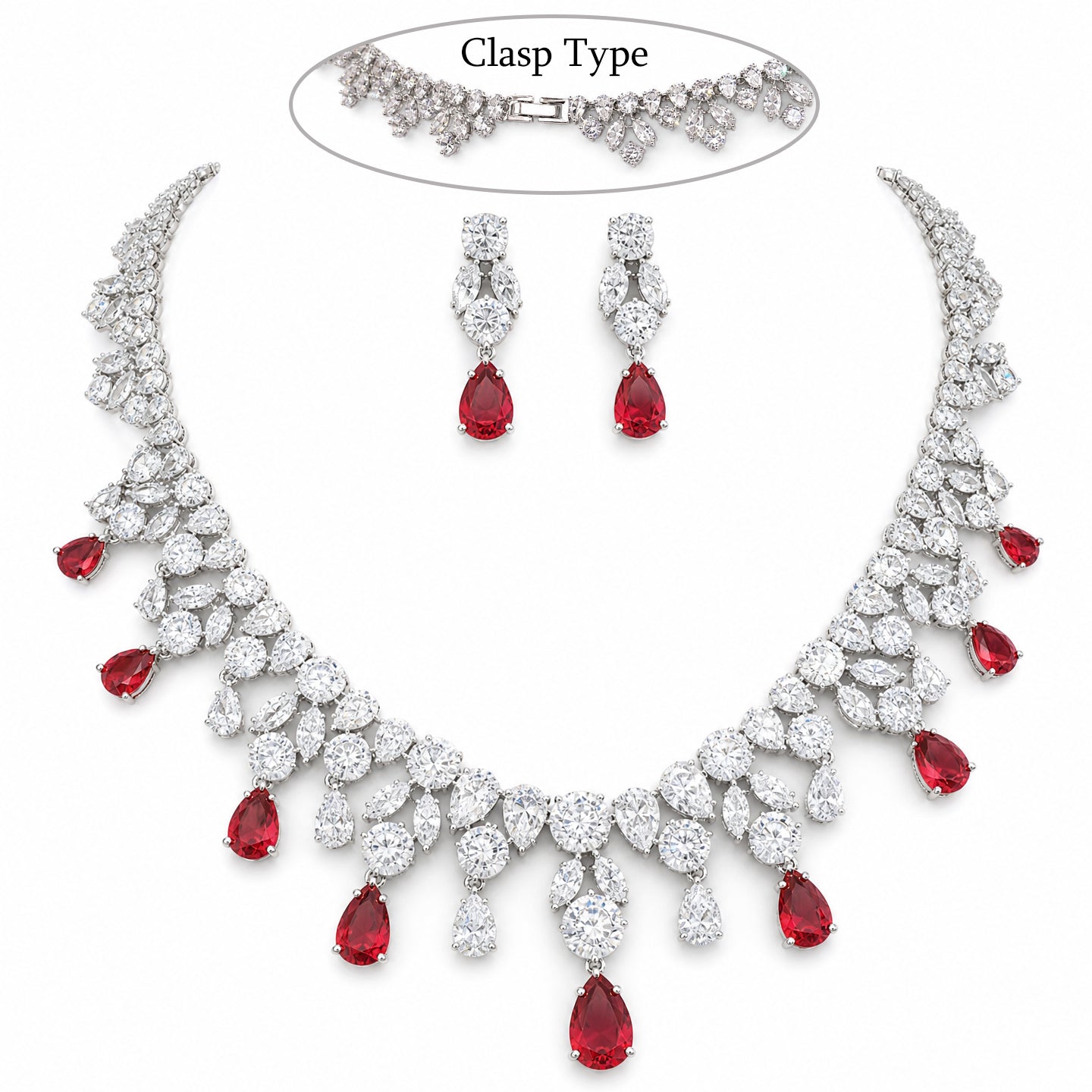 Grand Cascading Teardrop Bridal Jewelry Set in 4 Colors, Luxury Crystal Statement Choker & Dangle Earrings for Royal Wedding, Prom & Gala LUNA-X168