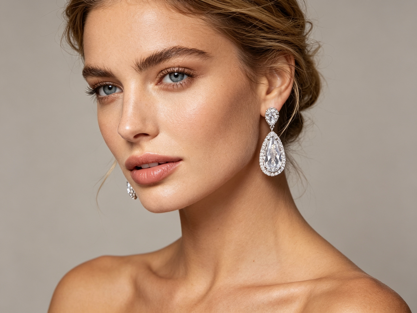 Imperial Teardrop and Marquise Crystal Bridal Jewelry Set - Luxury Statement Necklace Chandelier Earrings and Tennis Bracelet - Premium 3-Piece Wedding Banquet Ensemble LUNA-X130