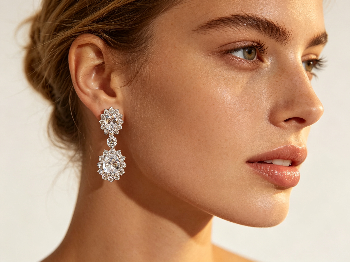 Luxury Geometric Cluster Bridal Jewelry Set, Platinum Plated AAA Zircon Marquise Tennis Necklace & Fluid Drop Earrings Duo for Wedding, Prom & Gala LUNA-X158