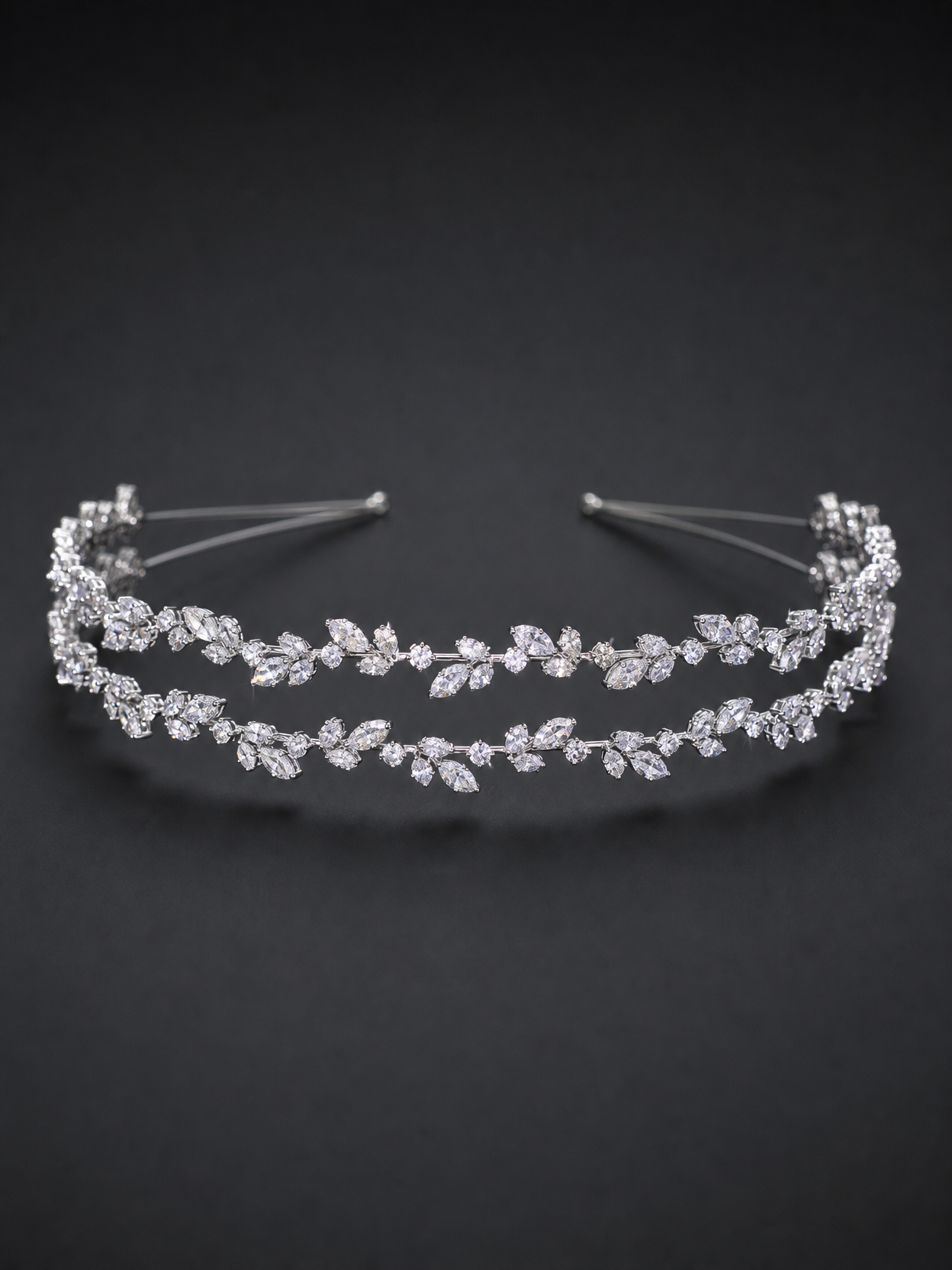 Morning Forest Double Layer Crystal Leaf Bridal Headband for Wedding and Banquet  LUNA-X196