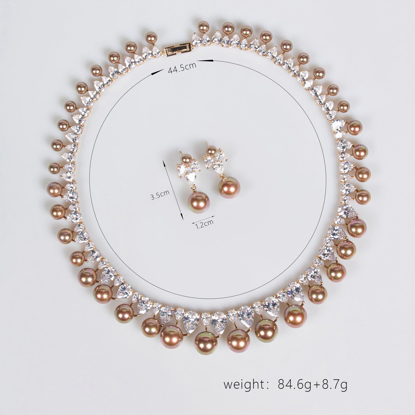 "Fountain of Light" Vintage Wedding Jewelry Set, Radiant Marquise Crystal V-Choker & Luxury Tear-Drop Prom Earring Duo LUNA-X162