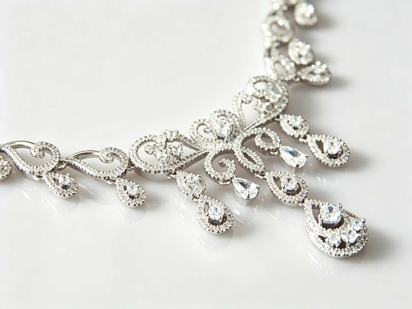 Royal Scroll Teardrop Bridal Necklace & Earring Set – AAA Zircon Crystal  LUNA-X143