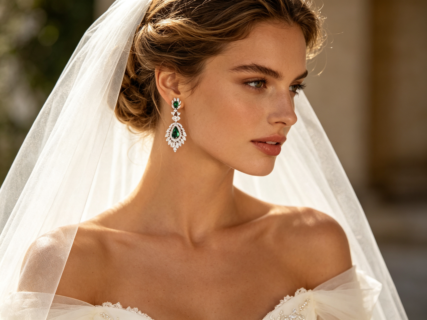 Luxury Cascading Floral Bridal Jewelry Set, Platinum Plated AAA Zircon Marquise Fringe Necklace & Dangle Earrings Set for Royal Wedding, Prom & Gala LUNA-X157