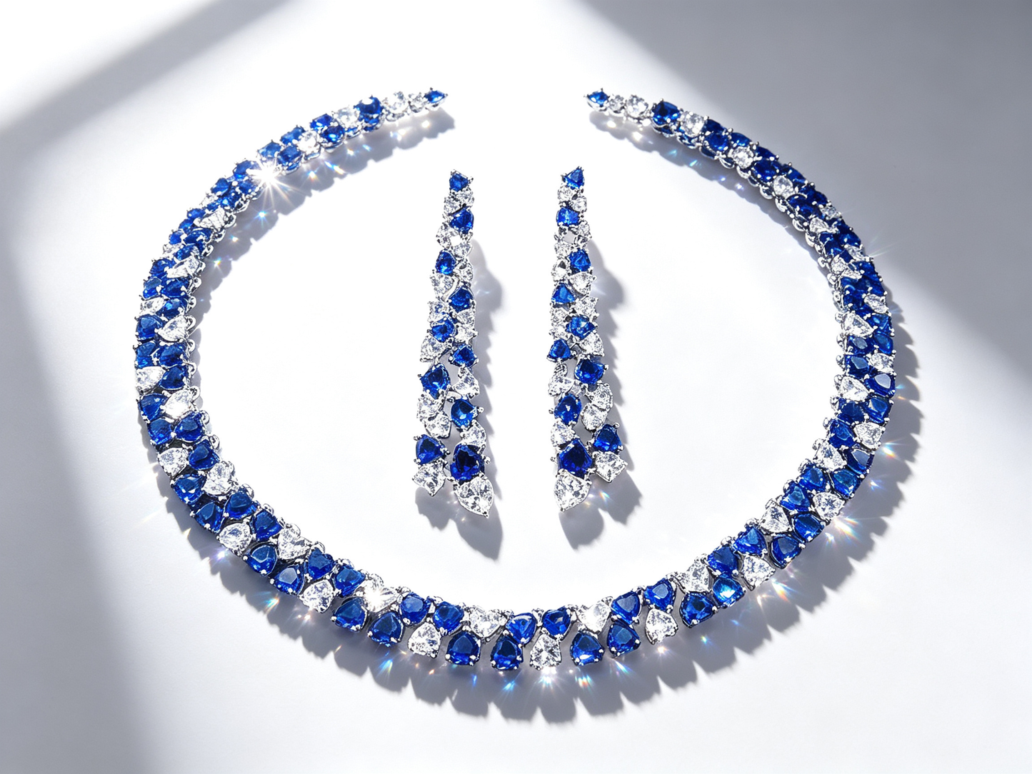 Starlight Brilliance Collection: AAA Zircon Platinum-Plated Necklace & Earring Set - Luxury Evening Jewelry (Available in Red, Blue, Green, White) LUNA-X153