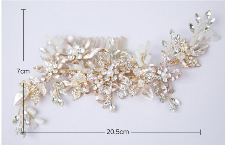 Luxury Baroque Bridal Hair Comb - Romantic Crystal and Marquise Rhinestone Wedding Headpiece - Vintage Gold Floral Hair Vine for Brides and Bridesmaids LUNA-X113