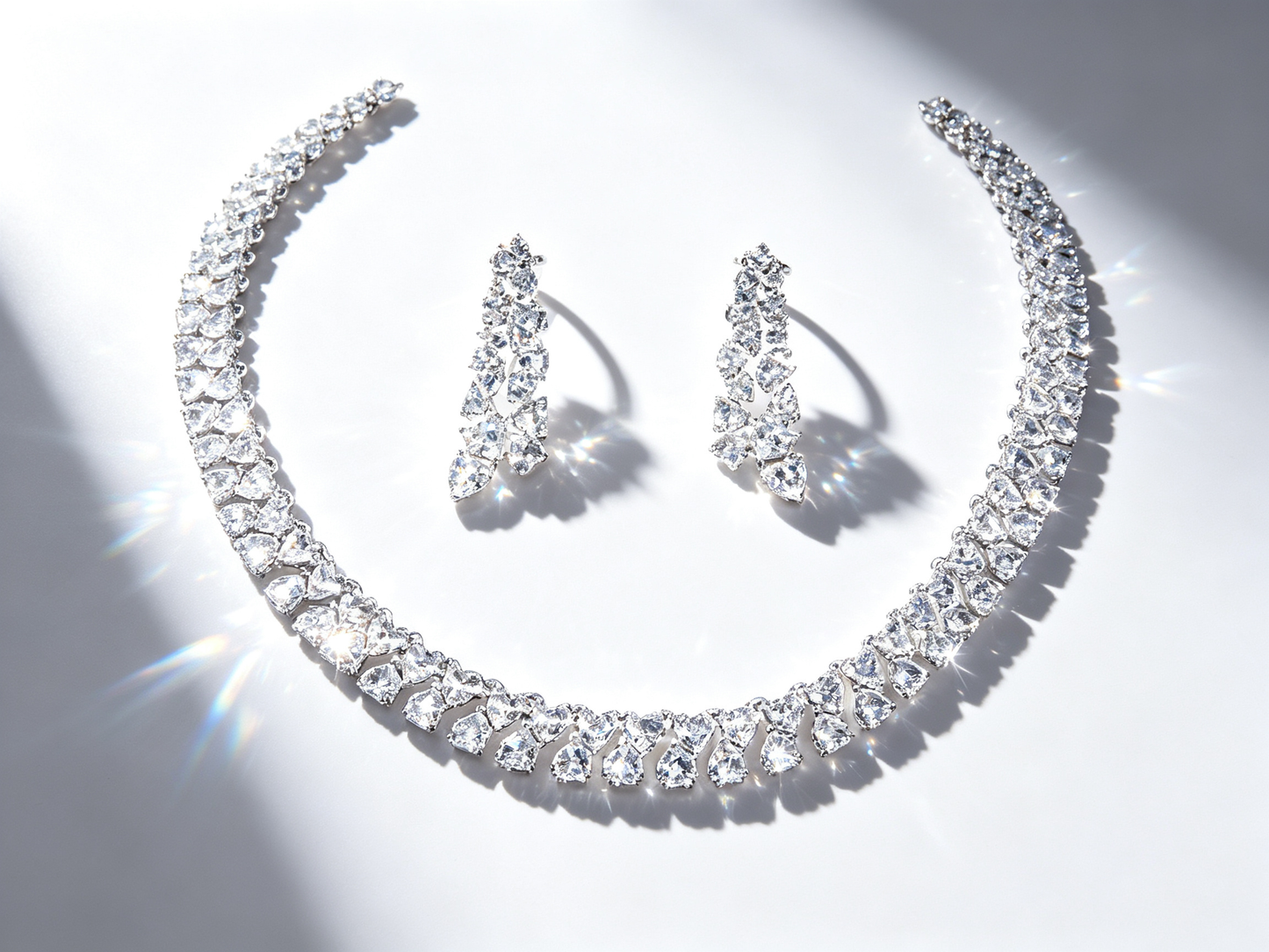 Starlight Brilliance Collection: AAA Zircon Platinum-Plated Necklace & Earring Set - Luxury Evening Jewelry (Available in Red, Blue, Green, White) LUNA-X153