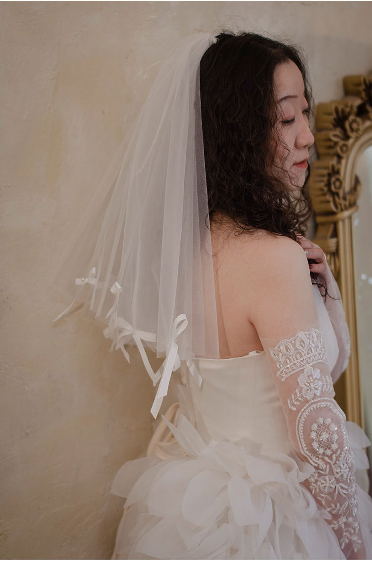 Edwardian Heavy Beaded Bridal Sleeves - 55cm Off-White Illusion Mesh Wedding Gloves - French Couture Embroidery Fingerless Arm Cuffs with Ribbon Tie  LUNA-X317