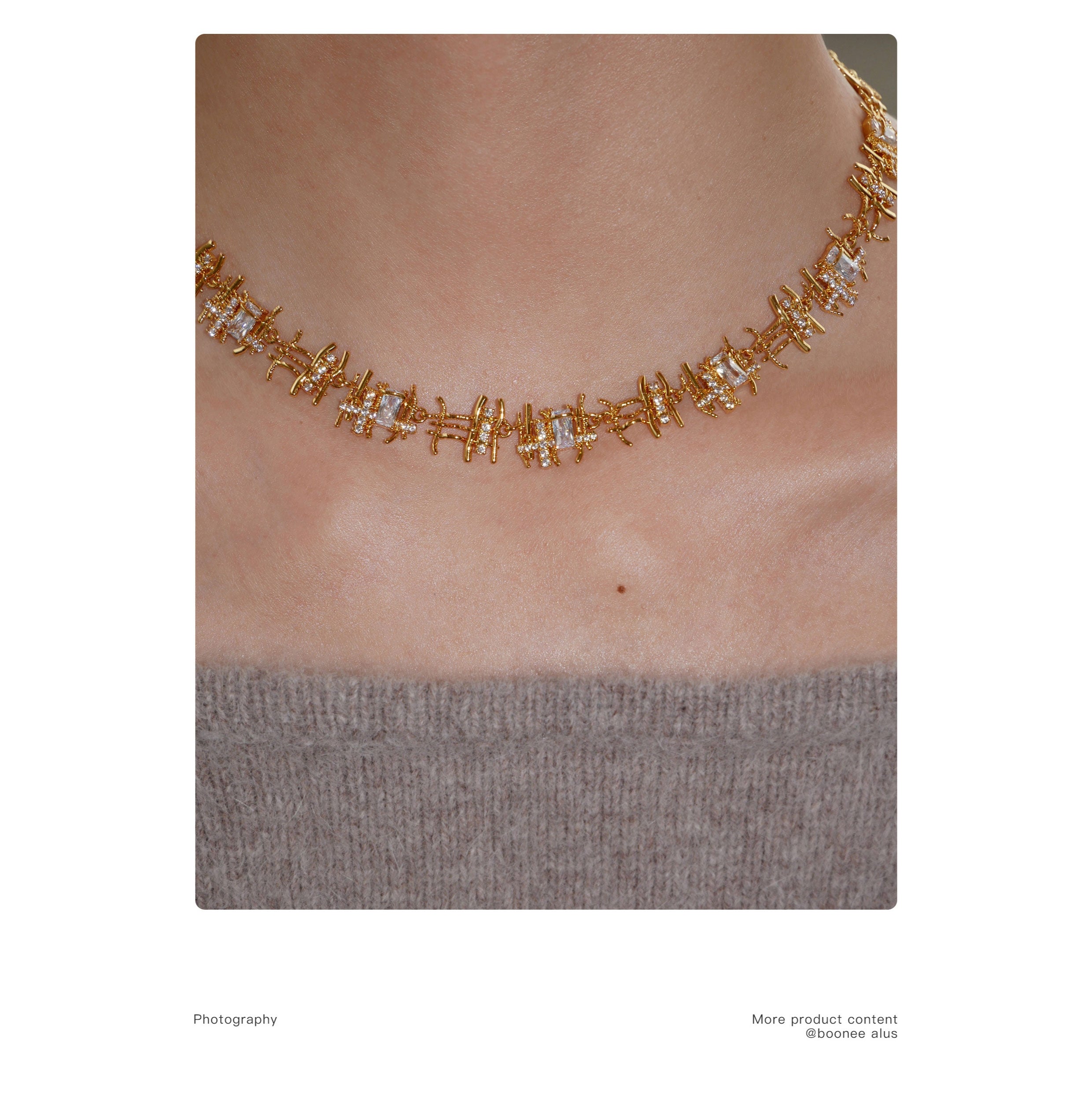 Women’s Textured Woven Metal Cubic Zirconia Choker Necklace, Luxury Sparkling Rectangular Zircon Collar Jewelry for Wedding & Party Gift LUNA-X241