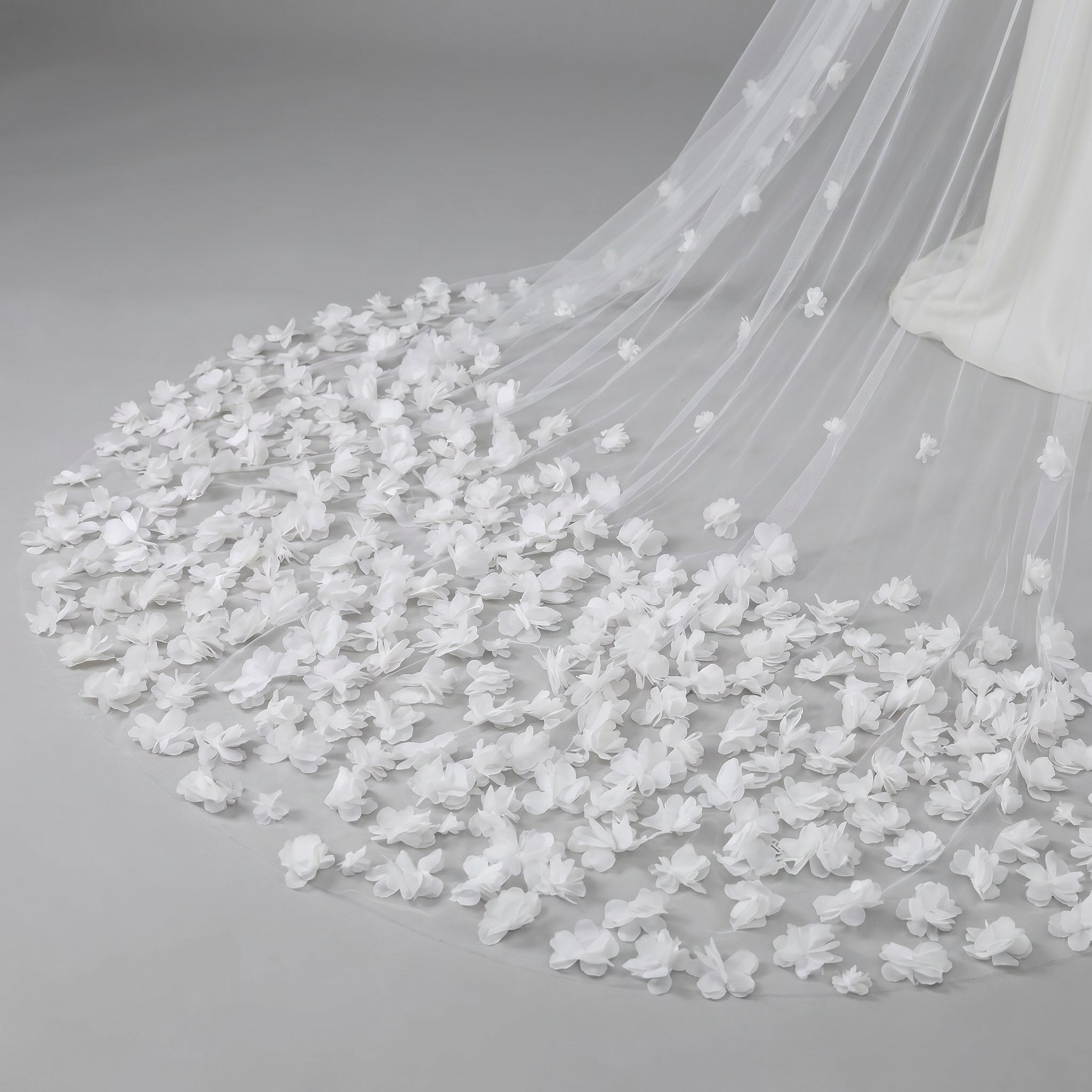 Grand Cathedral Wedding Veil - 138 Extra Long & Wide Tulle with Majestic Royal Lace Appliques and Secure Metal Comb  LUNA-X03