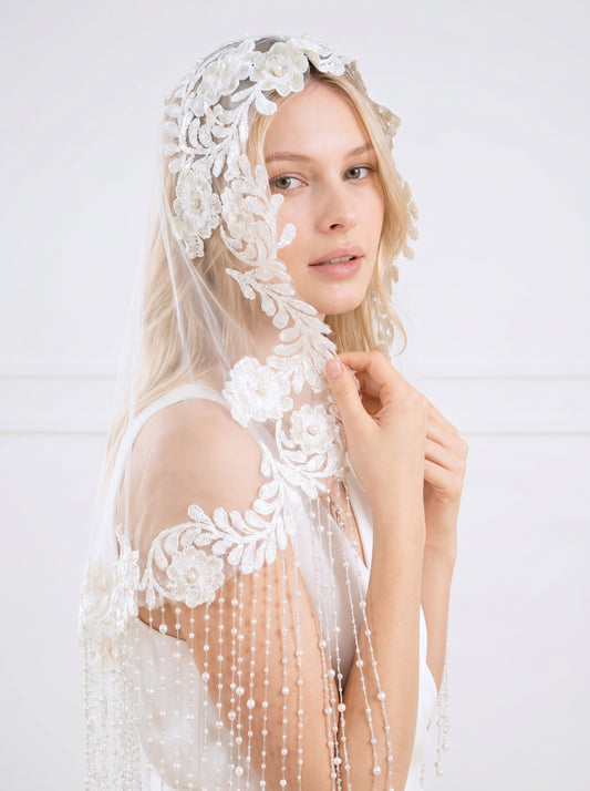 Minimalist Raw Edge Short Wedding Veil - 39 Modern Bridal Tulle, No Comb for Ultimate Styling Freedom  LUNA-X08