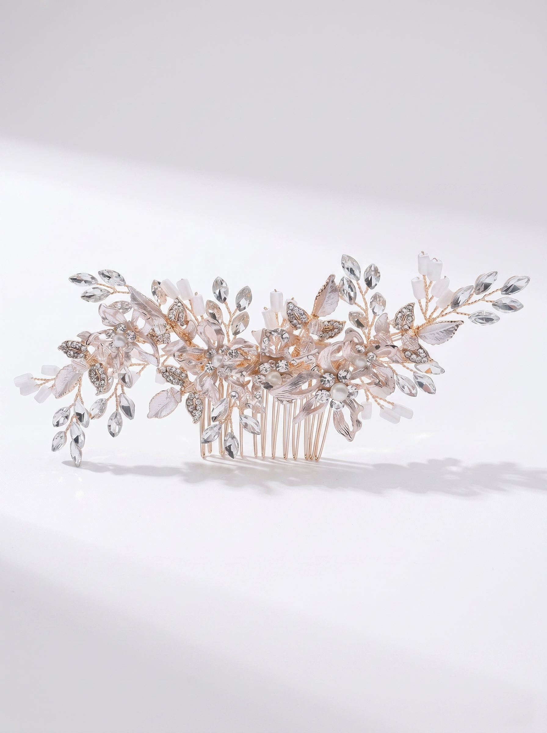 Luxury Baroque Bridal Hair Comb Romantic Marquise Rhinestone Wedding Headpiece | Vintage Golden Floral Hair Vine for Brides and Bridesmaids | LUNA-X113