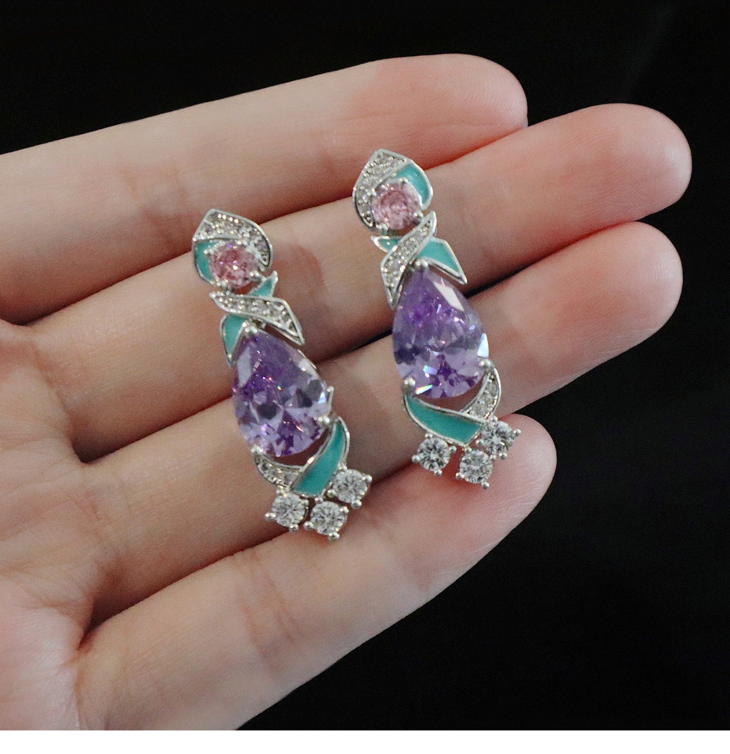 "Palace Garden Palette" Vintage Geometric Jewelry Set Radiant Pastel Ombre Gemstone Cascade Fringe Necklace & Royal Drop Earrings Duo LUNA-X164