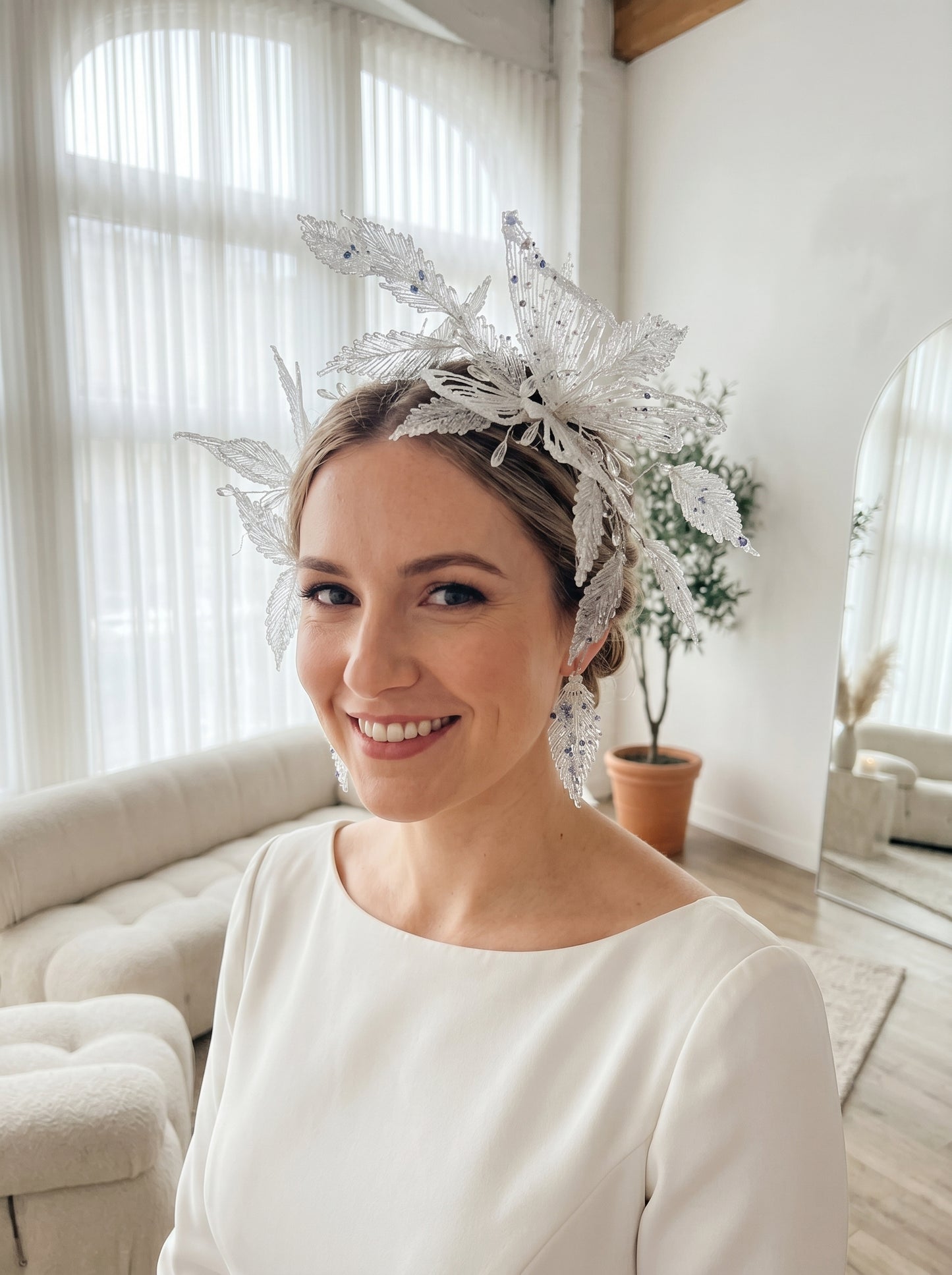 3D Printed Filament Butterfly Bridal Headpiece Translucent Elven Tiara for Modern Brides | LUNA-X217