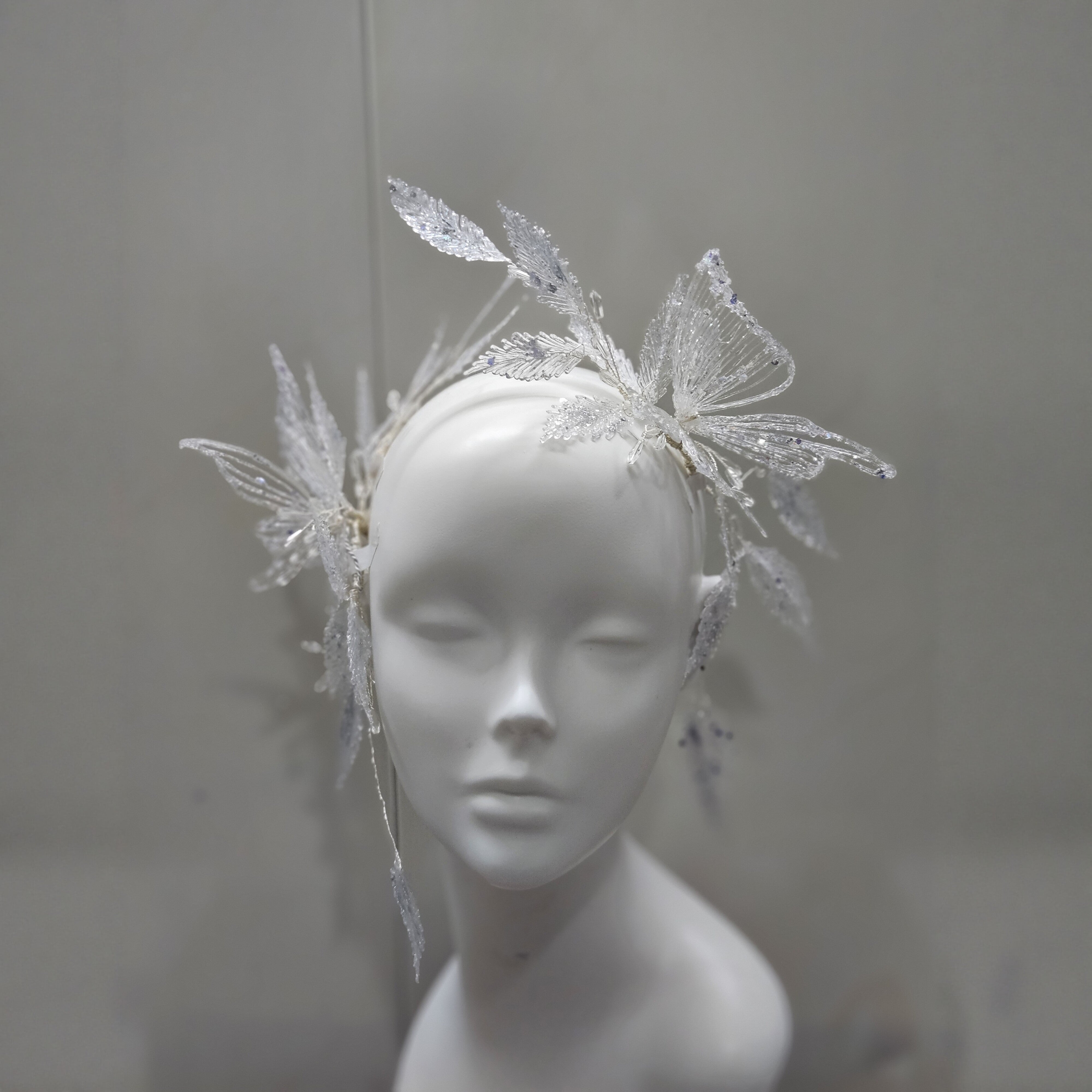 3D Printed Filament Butterfly Bridal Headpiece Translucent Elven Tiara for Modern Brides | LUNA-X217