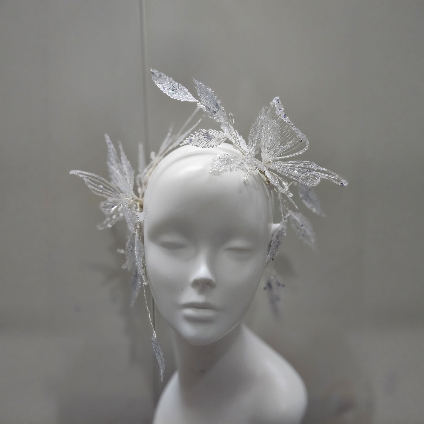 3D Printed Filament Butterfly Bridal Headpiece Translucent Elven Tiara for Modern Brides | LUNA-X217