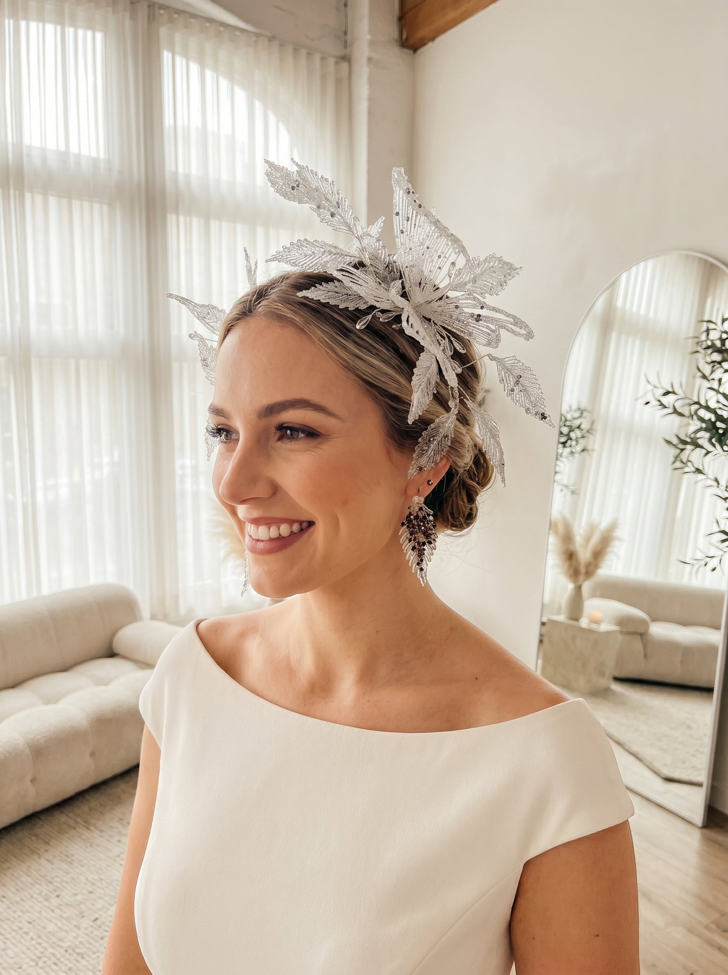 3D Printed Filament Butterfly Bridal Headpiece Translucent Elven Tiara for Modern Brides | LUNA-X217