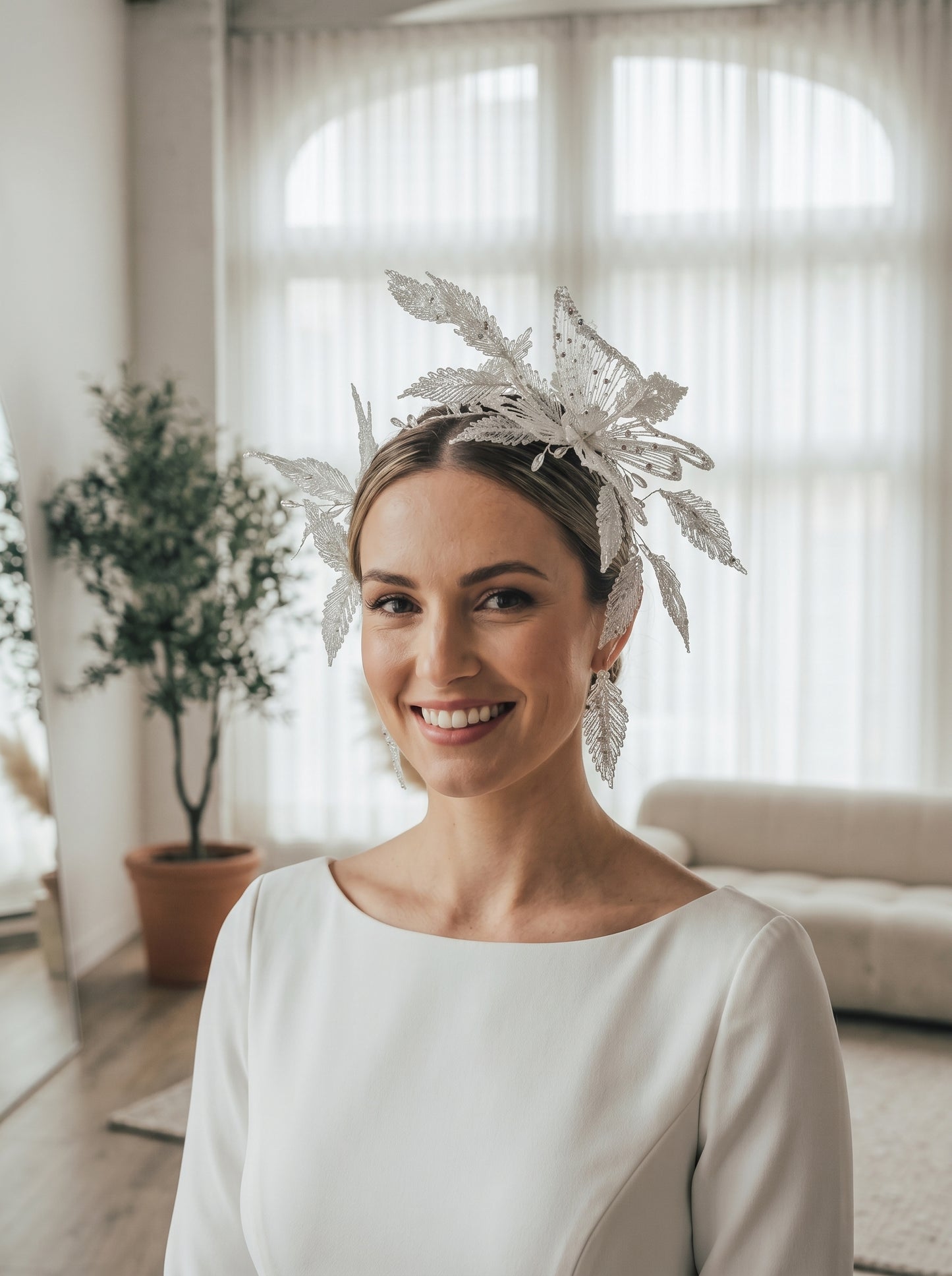 3D Printed Filament Butterfly Bridal Headpiece Translucent Elven Tiara for Modern Brides | LUNA-X217