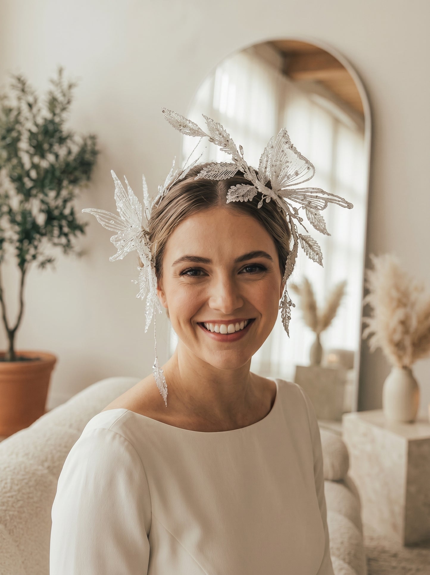 3D Printed Filament Butterfly Bridal Headpiece Translucent Elven Tiara for Modern Brides | LUNA-X217