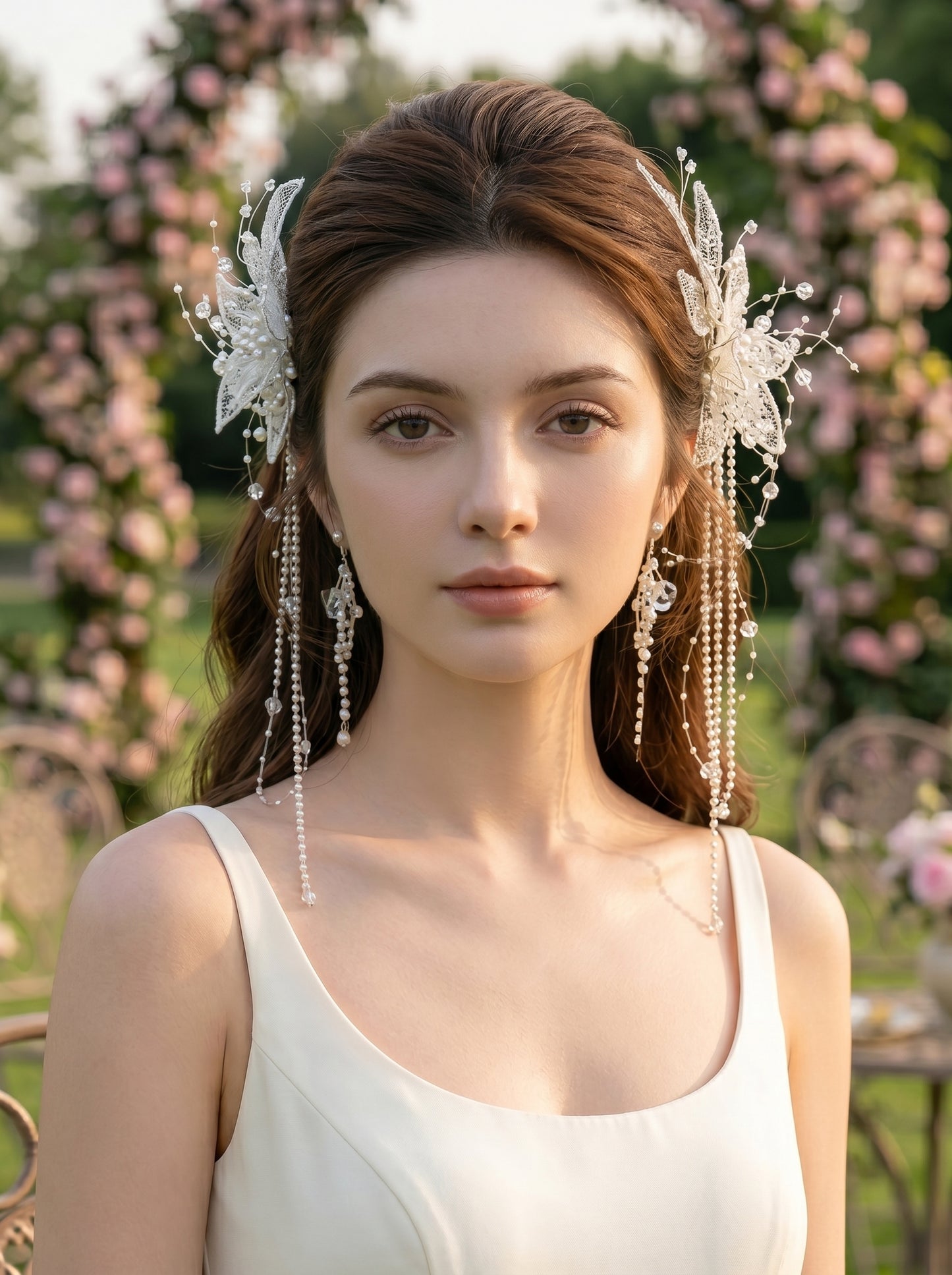Crystalline Ice Leaf Wedding Hair Accessory Collection Customizable Modular Bridal Tiara Clips and Ear Cuff Set | LUNA-X221