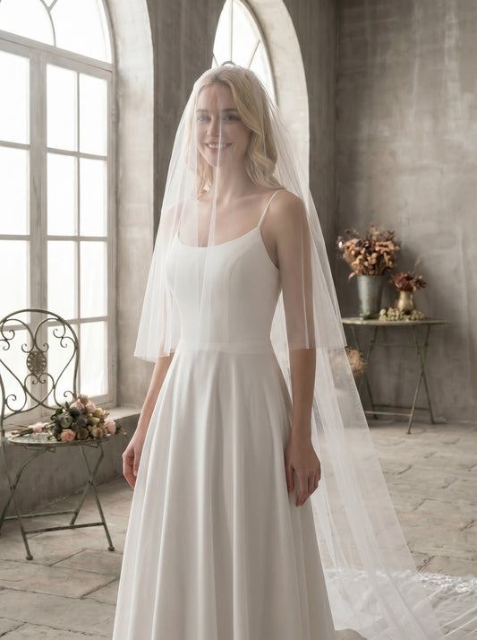Luxury 118 Extra Wide Royal Cathedral Veil - Two-Tier 3.m Soft Tulle Wedding Veil with 31 Blusher & Heavy Duty Metal Comb  LUNA-X27
