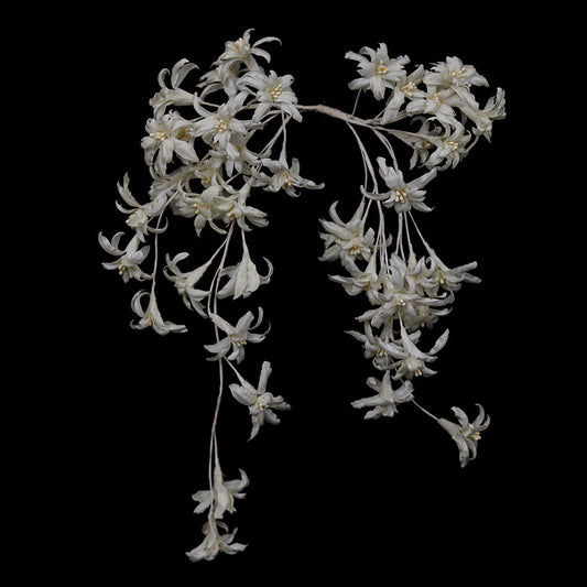 Ethereal Wax Flower Bridal Hair Vine - Flexible Trailing Jasmine Wedding Hair Piece - Romantic Cascade Fairy Bride Crown for Low Bun LUNA-X331