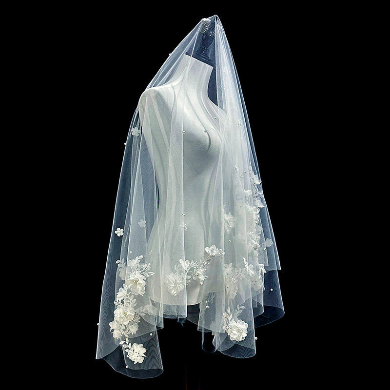 Single Tier Wedding Veil with Comb - 63