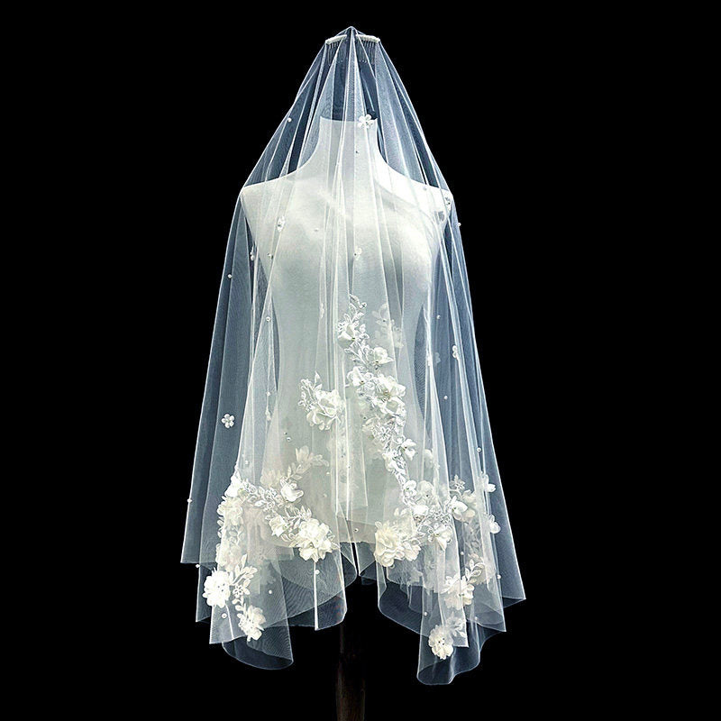 Single Tier Wedding Veil with Comb - 63
