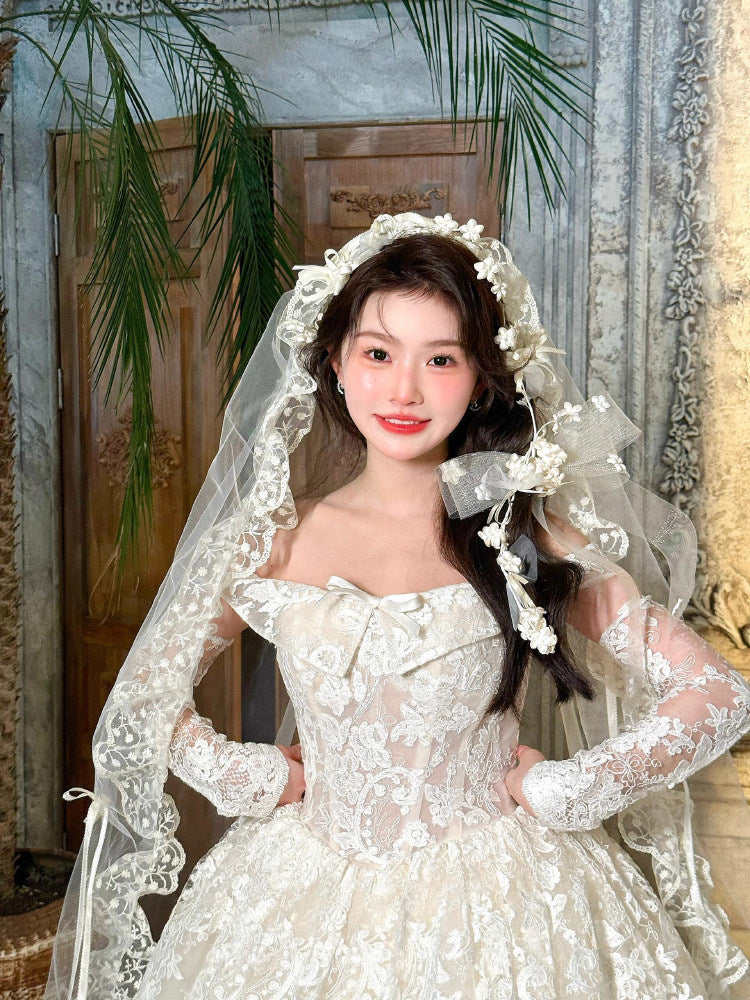 French Lace Edge Juliet Mantilla Wedding Veil - 59