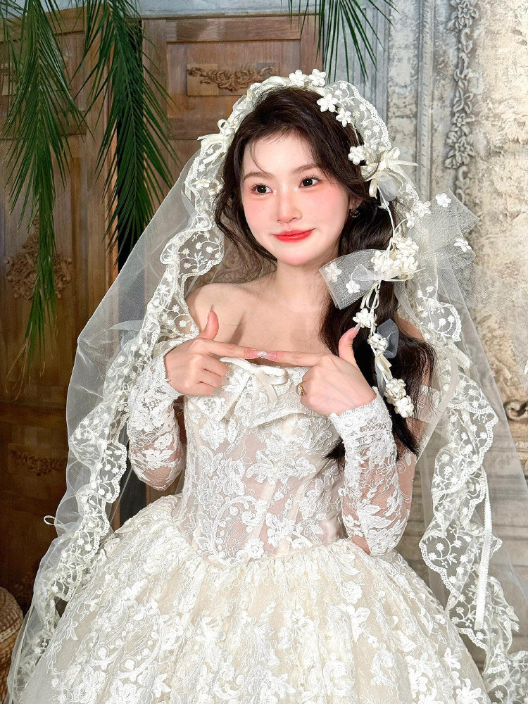 French Lace Edge Juliet Mantilla Wedding Veil - 59