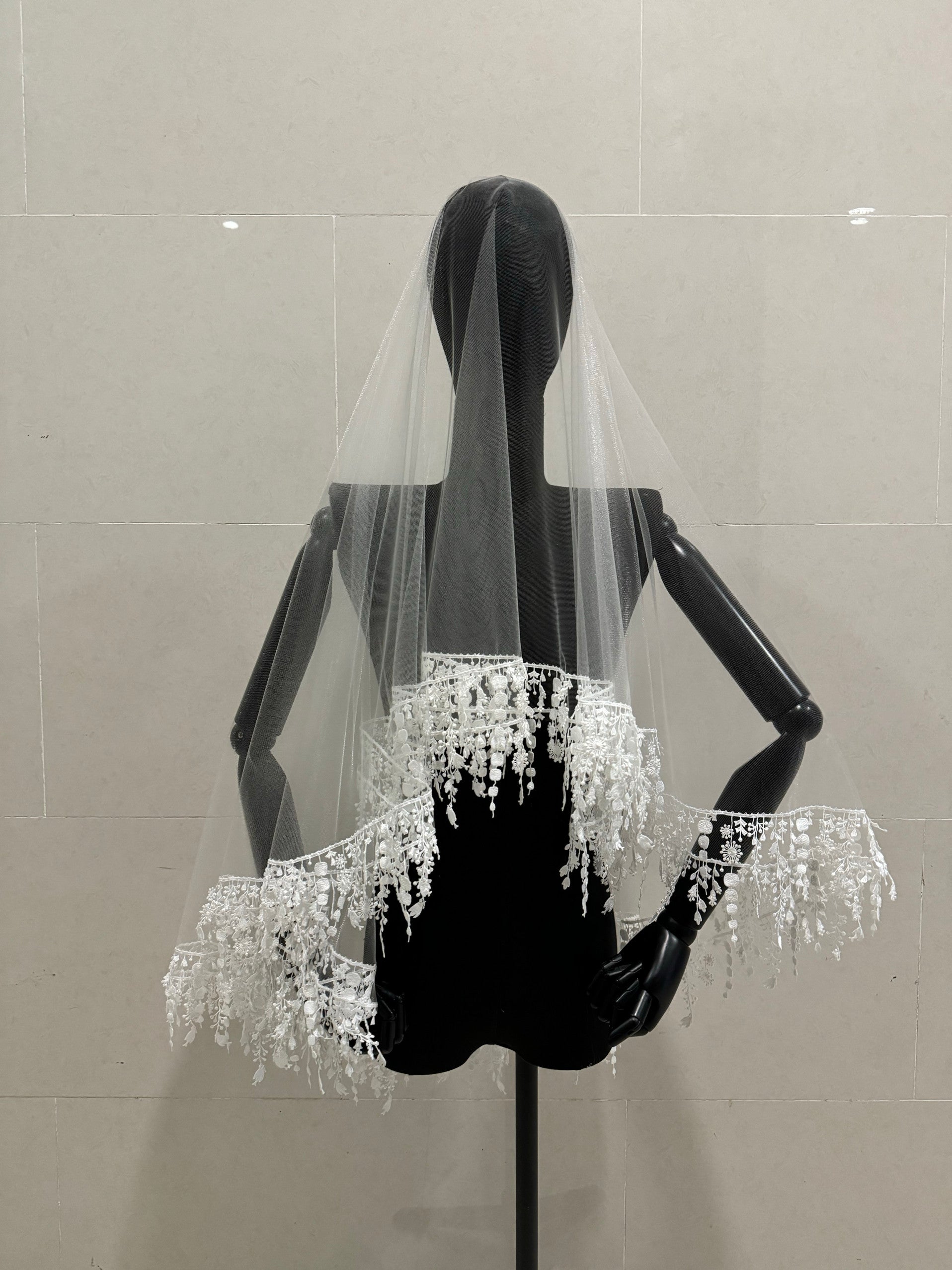 Luxury Boho Waltz Length Wedding Veil - 59