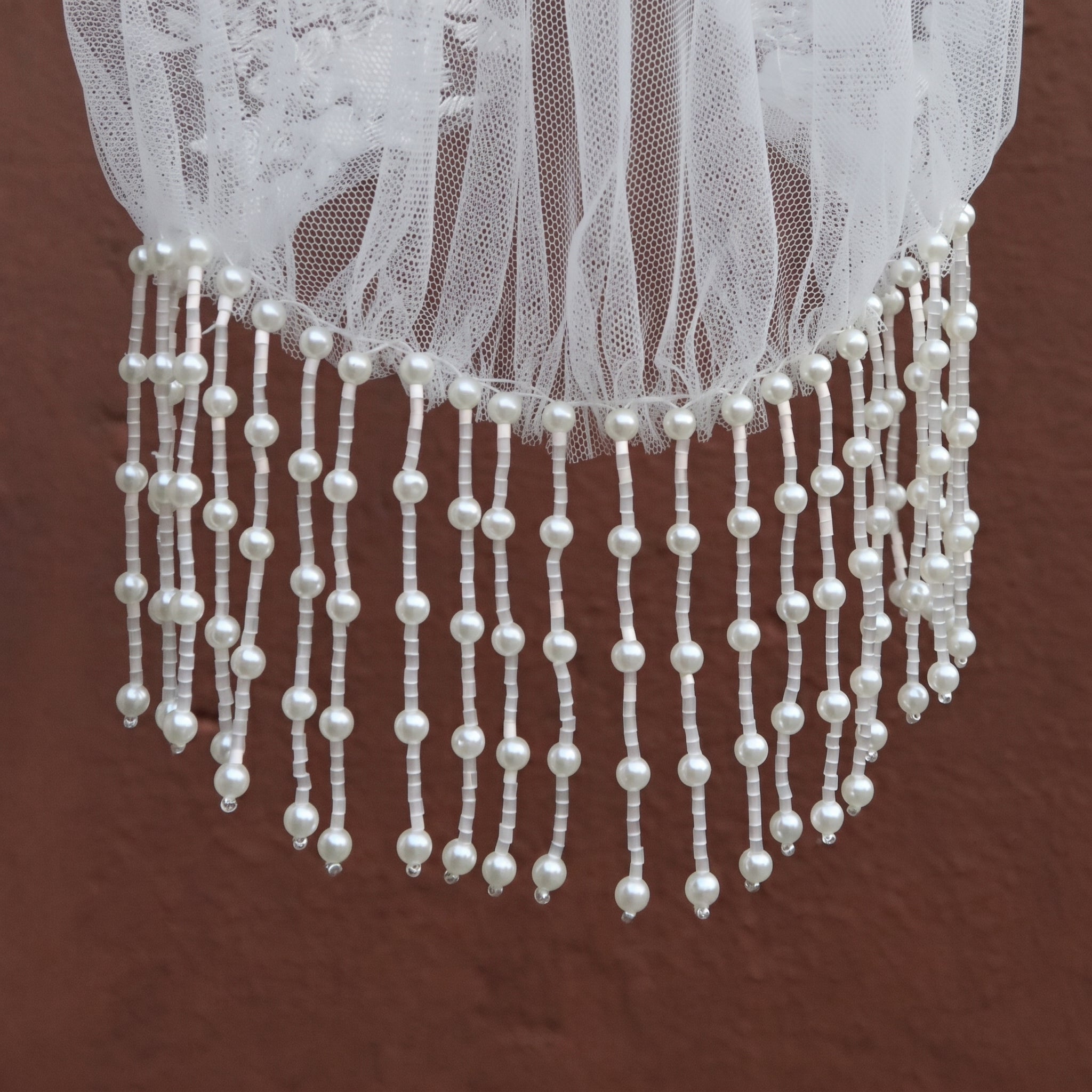 1920s Vintage Juliet Cap Headpiece with Pearl Tassels - Luxury 3D Floral Bridal Hair Cap, Romantic Gatsby Wedding Headband Veil for Reception & Party  LUNA-X346