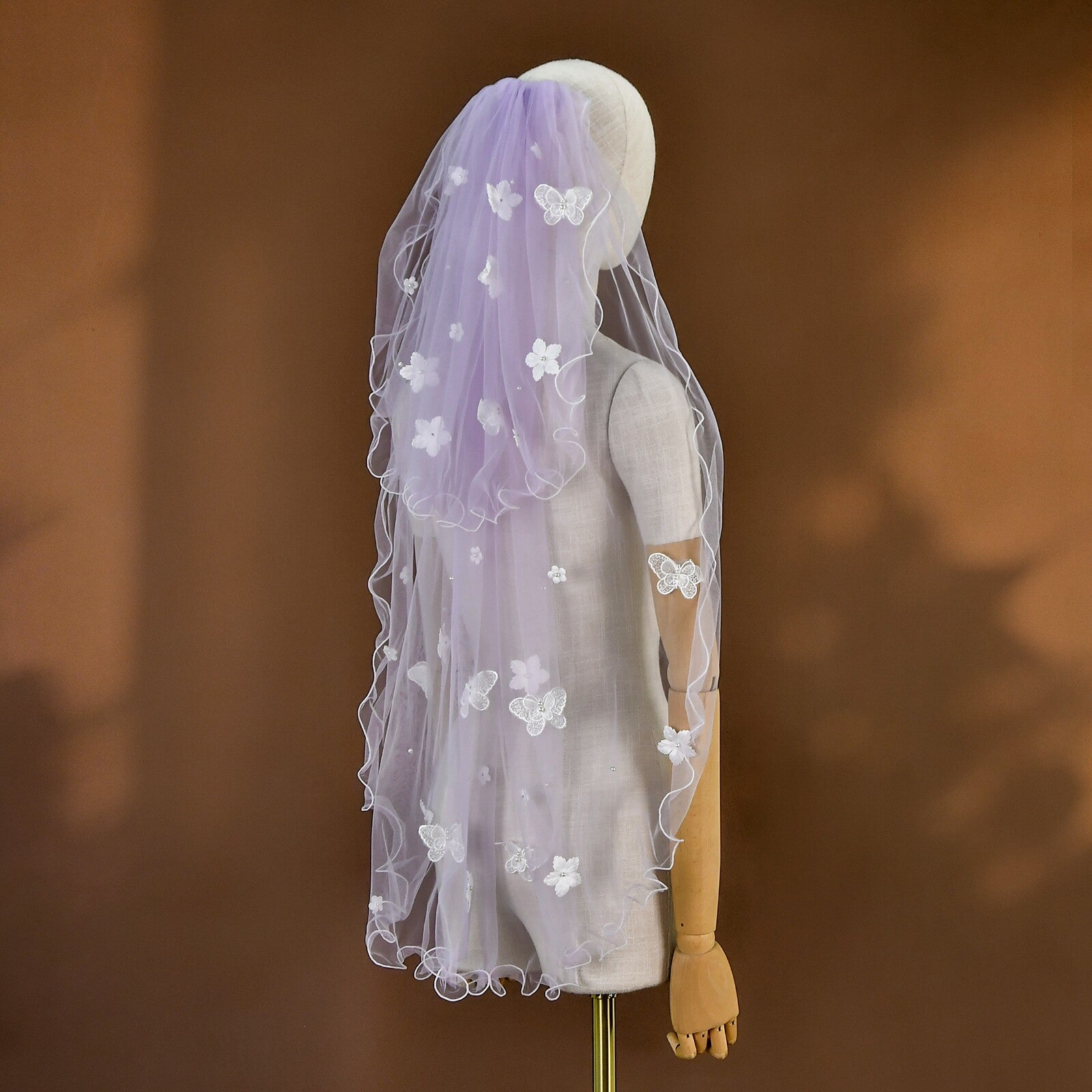 Romantic Lavender Purple Two-Tier Wedding Veil - 39