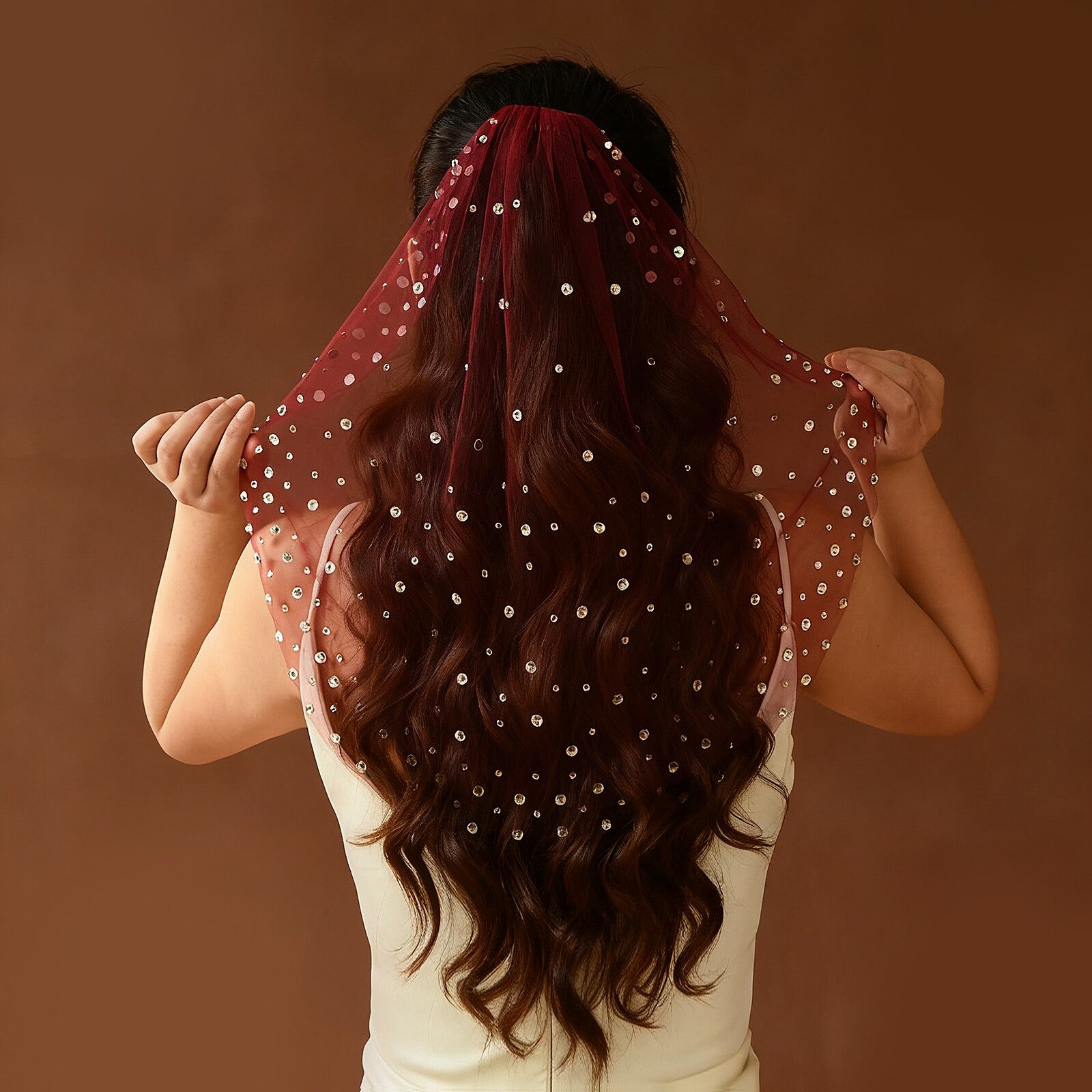 Romantic Red Birdcage Veil 17