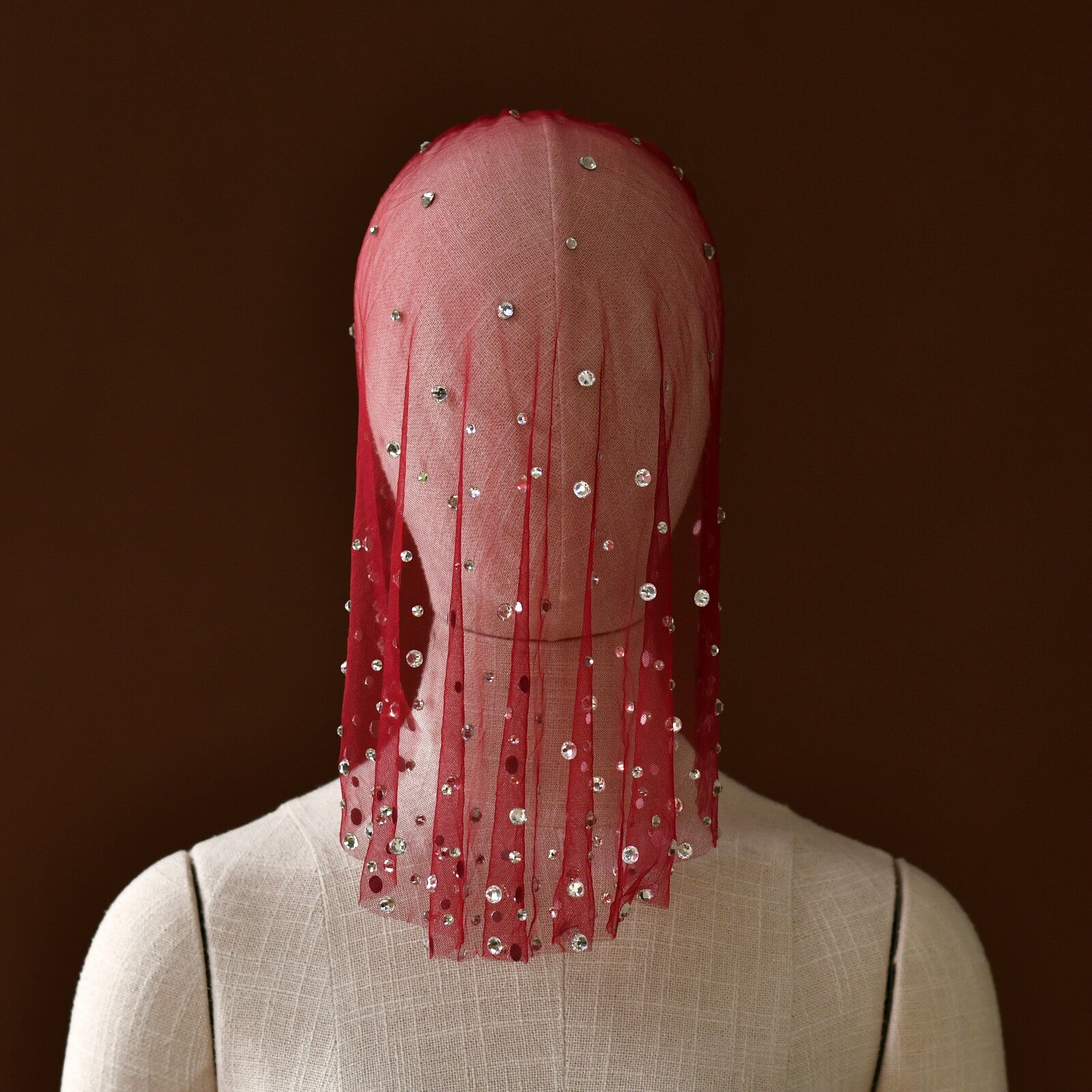 Romantic Red Birdcage Veil 17
