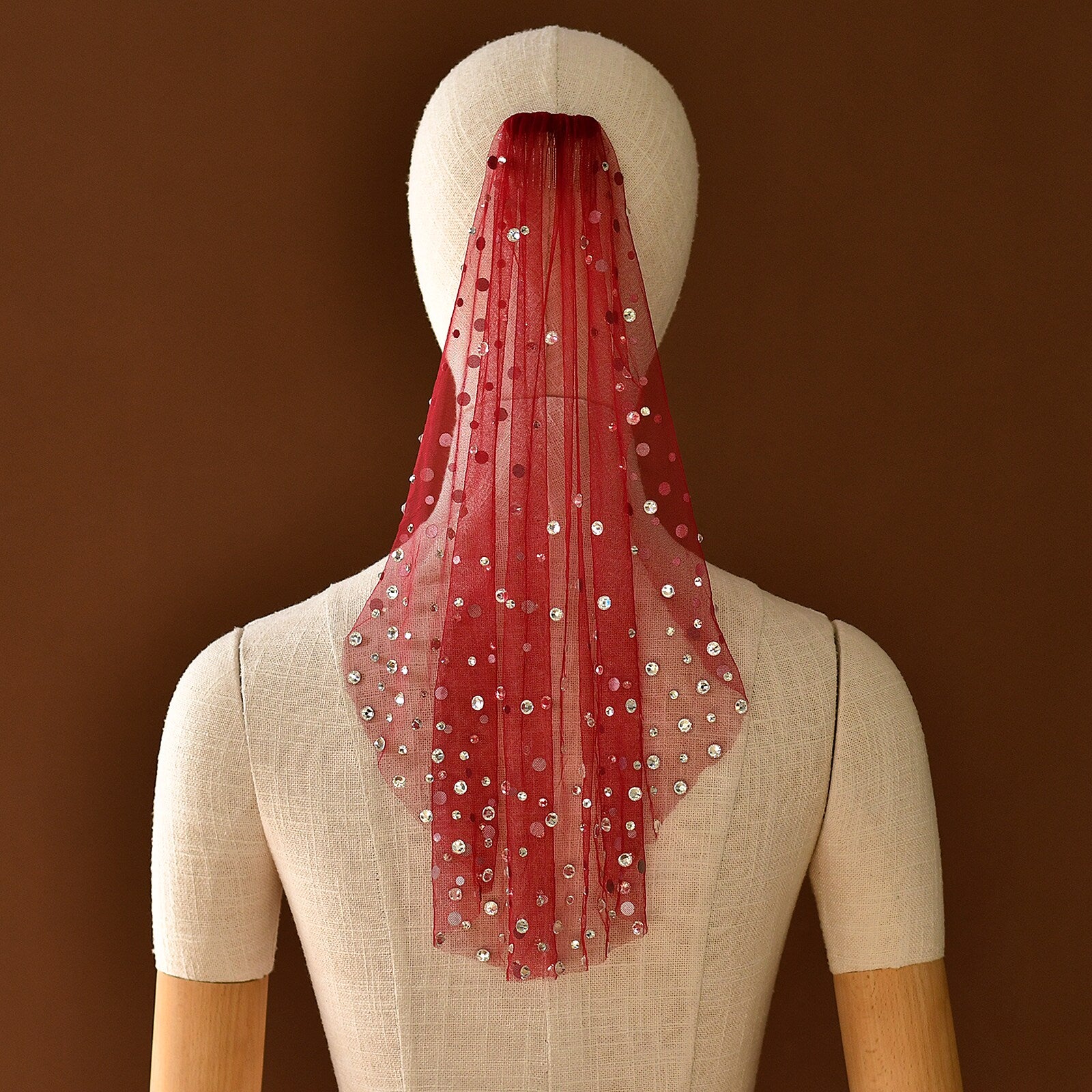 Romantic Red Birdcage Veil 17