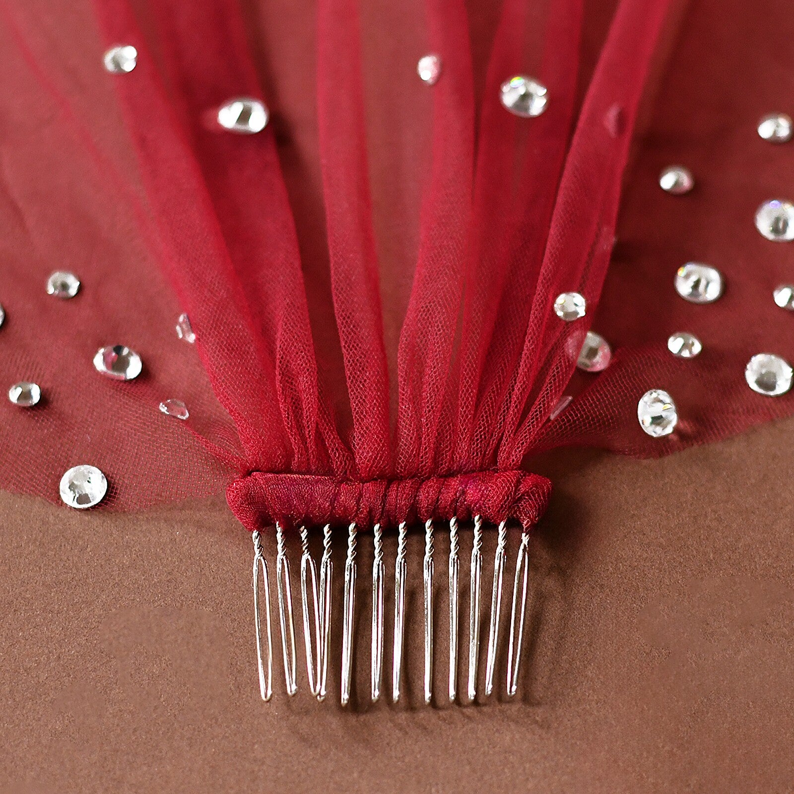 Romantic Red Birdcage Veil 17