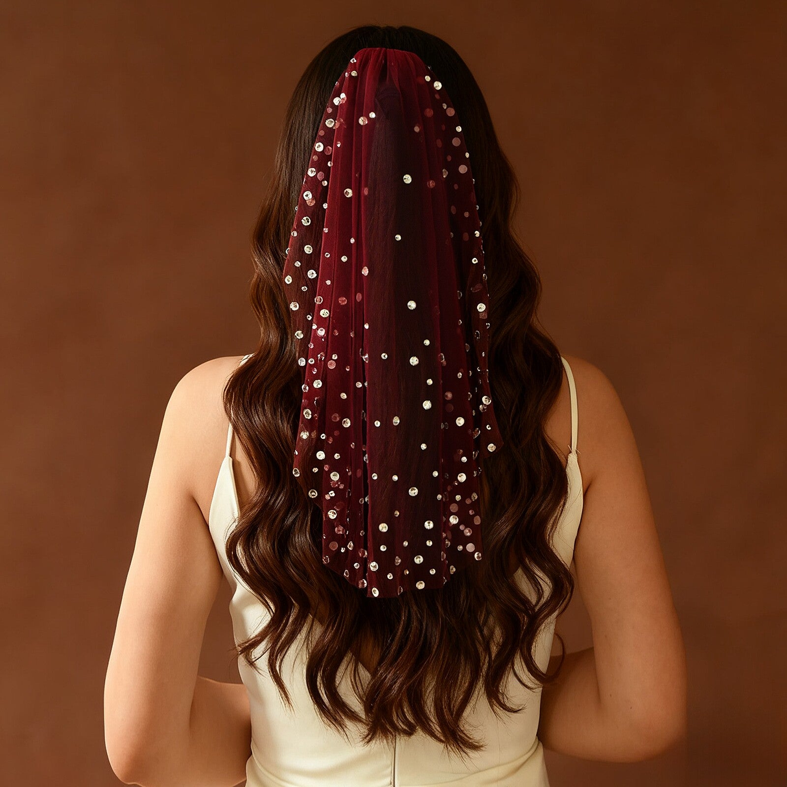 Romantic Red Birdcage Veil 17