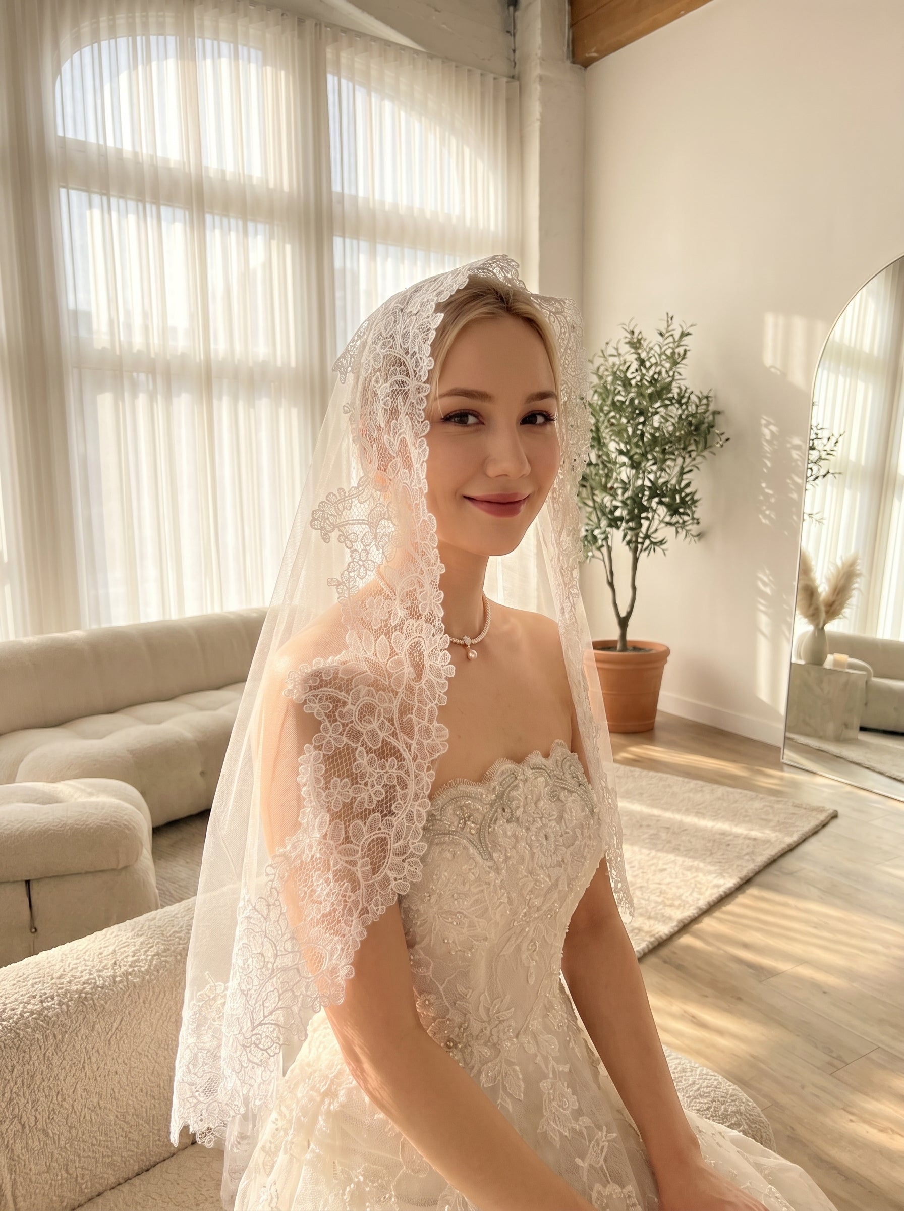 90s Vintage Aesthetic Fingertip Drop Veil - 1.m x 1.m Single Layer Soft Tulle Veil, Comb-Free Anti-Bride Short Wedding Veil  LUNA-X52