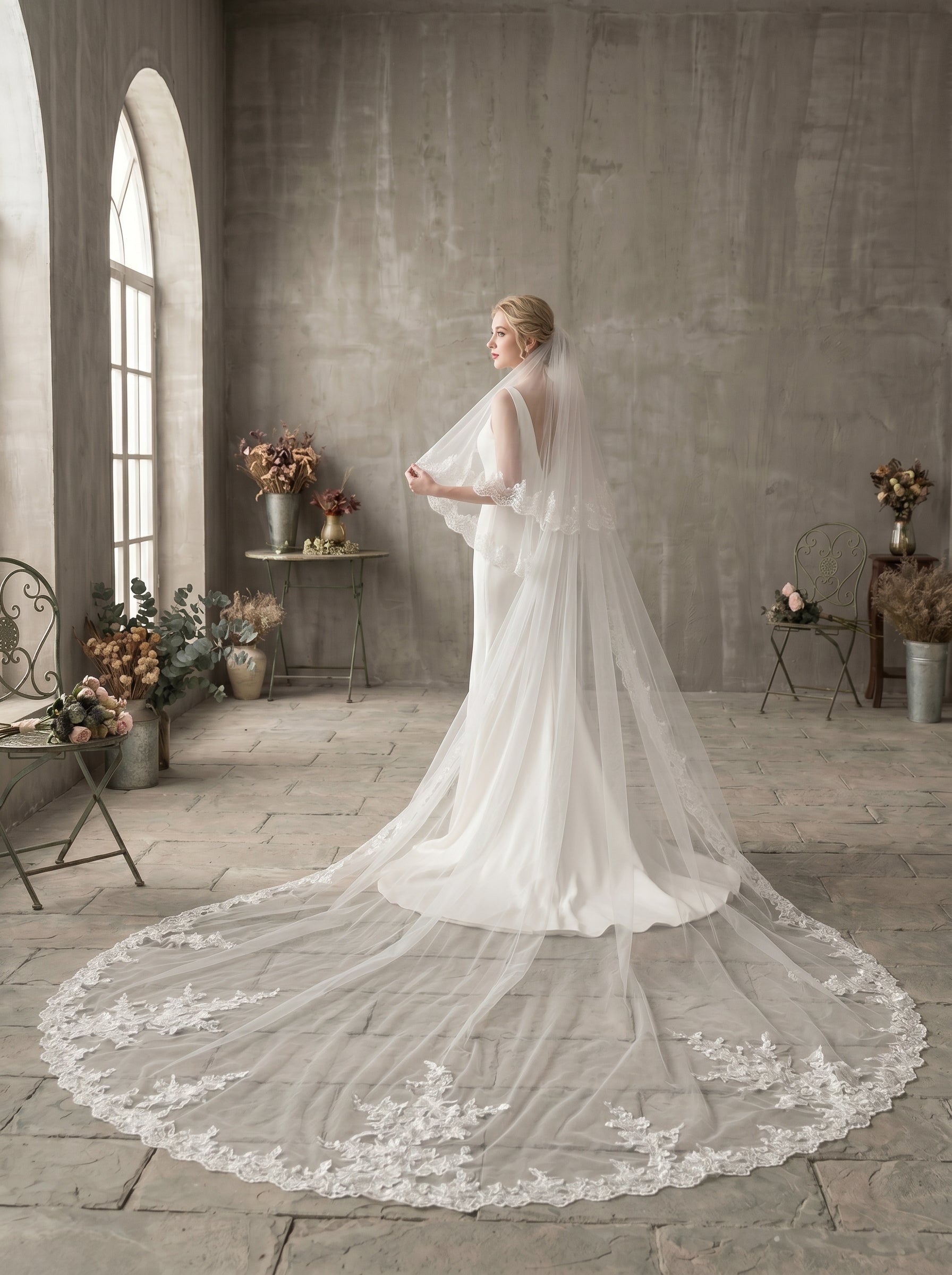 Royal 3.M Grand Cathedral Veil with Blusher - 150