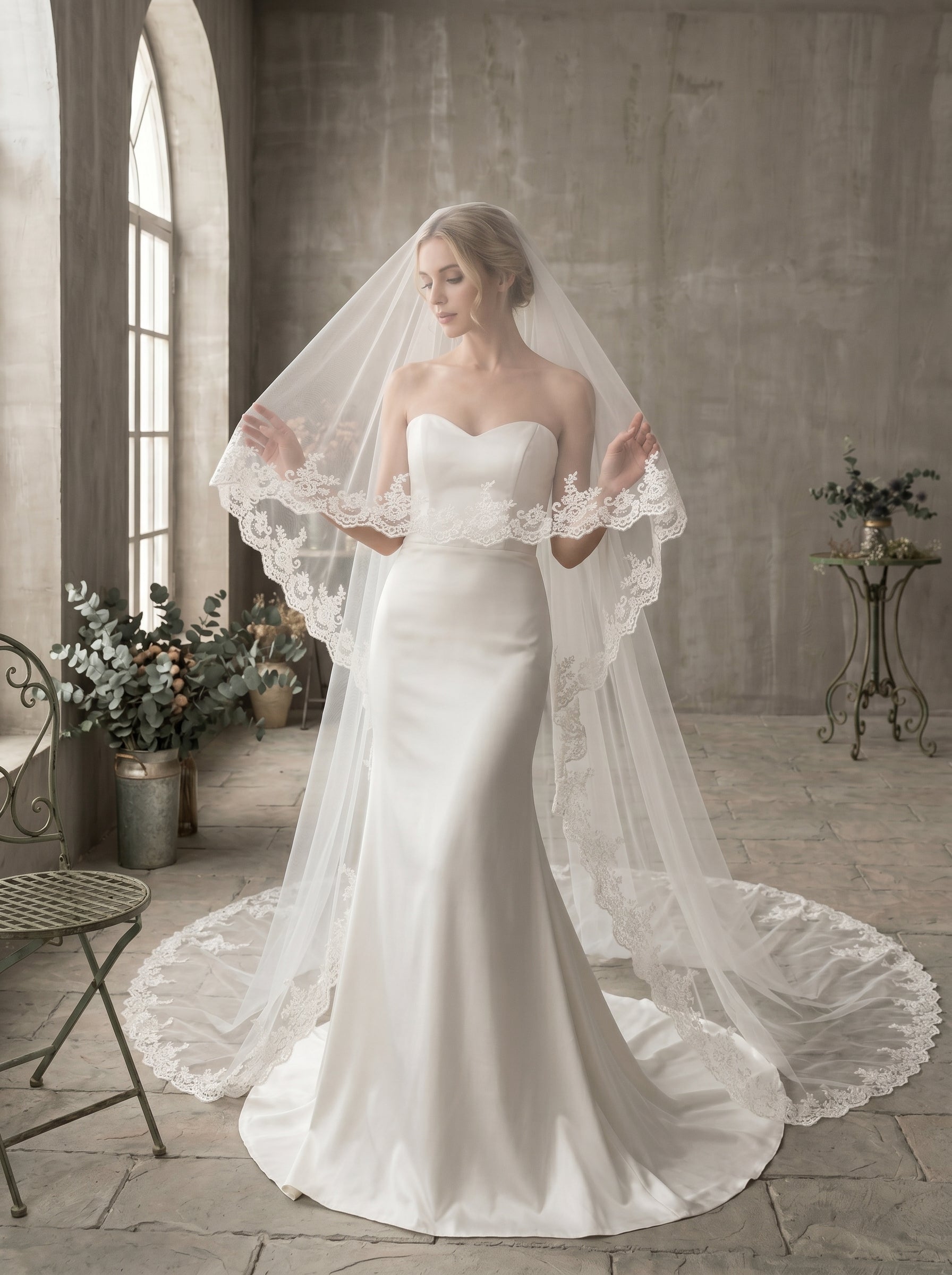 Royal 3.M Grand Cathedral Veil with Blusher - 150