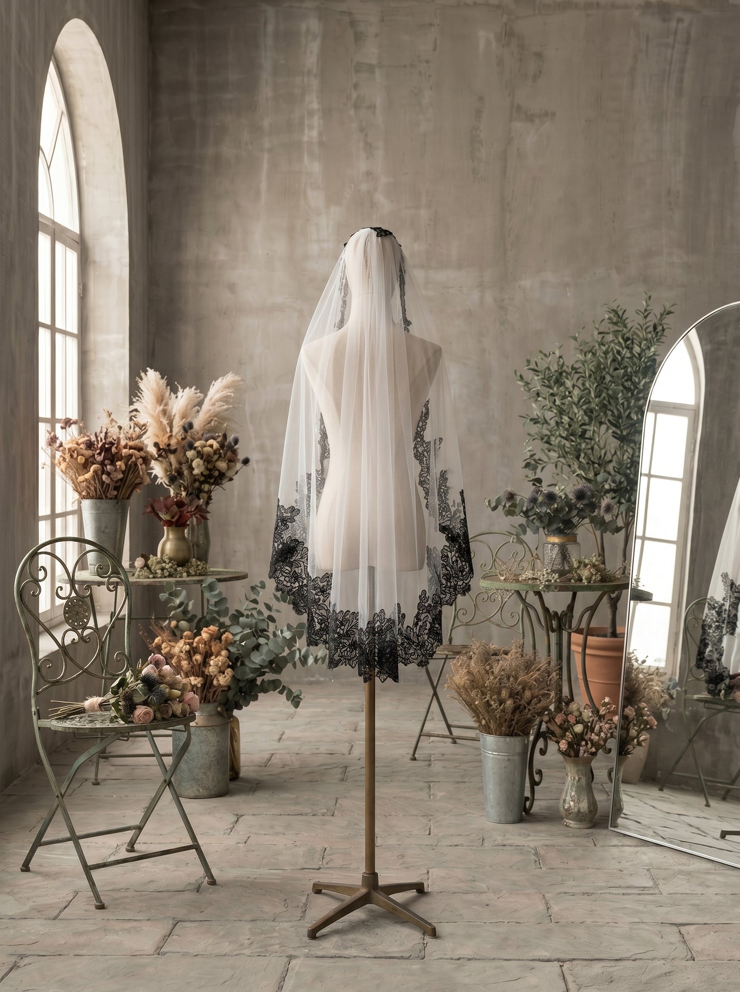 Luxury Gothic Black Wedding Veil with Comb - 60" Fingertip / 80" Chapel / 118" Cathedral High Drama Black Lace Edge Bridal Veil LUNA-X64