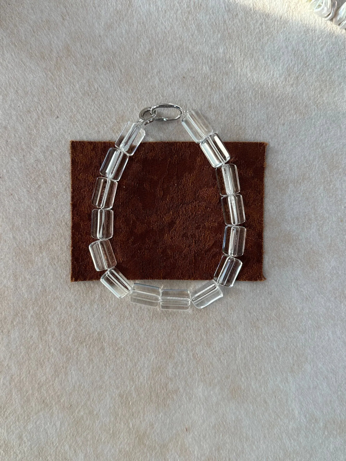 Detachable clear quartz crystal prism bracelet with S925 sterling silver spring closure.