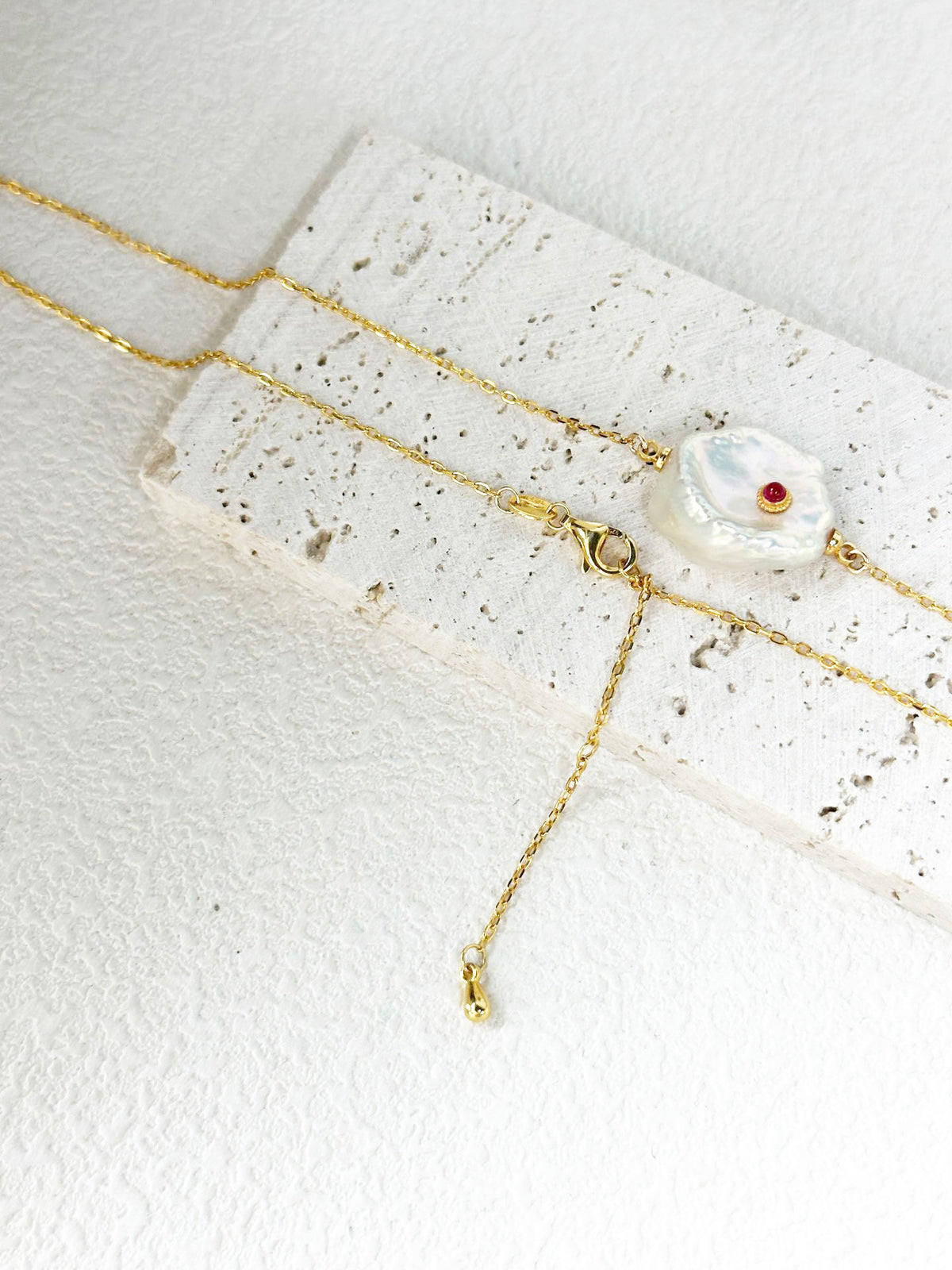 Ruby Petal Baroque Pearl Necklace--736