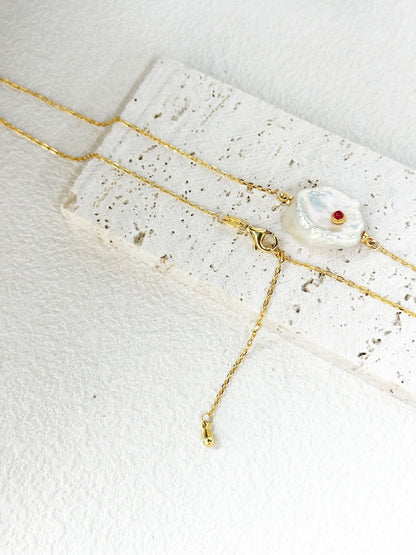 Ruby Petal Baroque Pearl Necklace--736