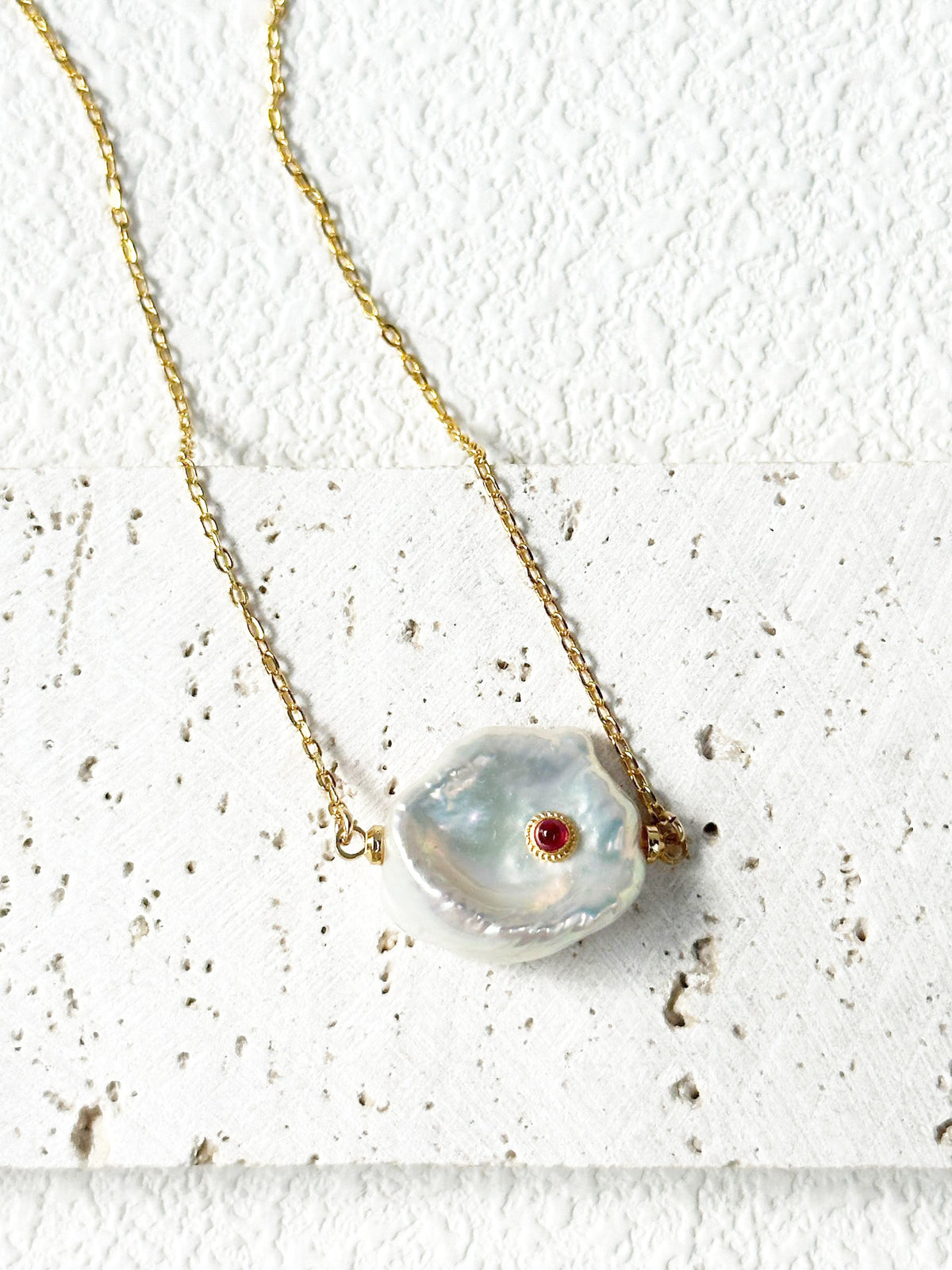 Ruby Petal Baroque Pearl Necklace--736